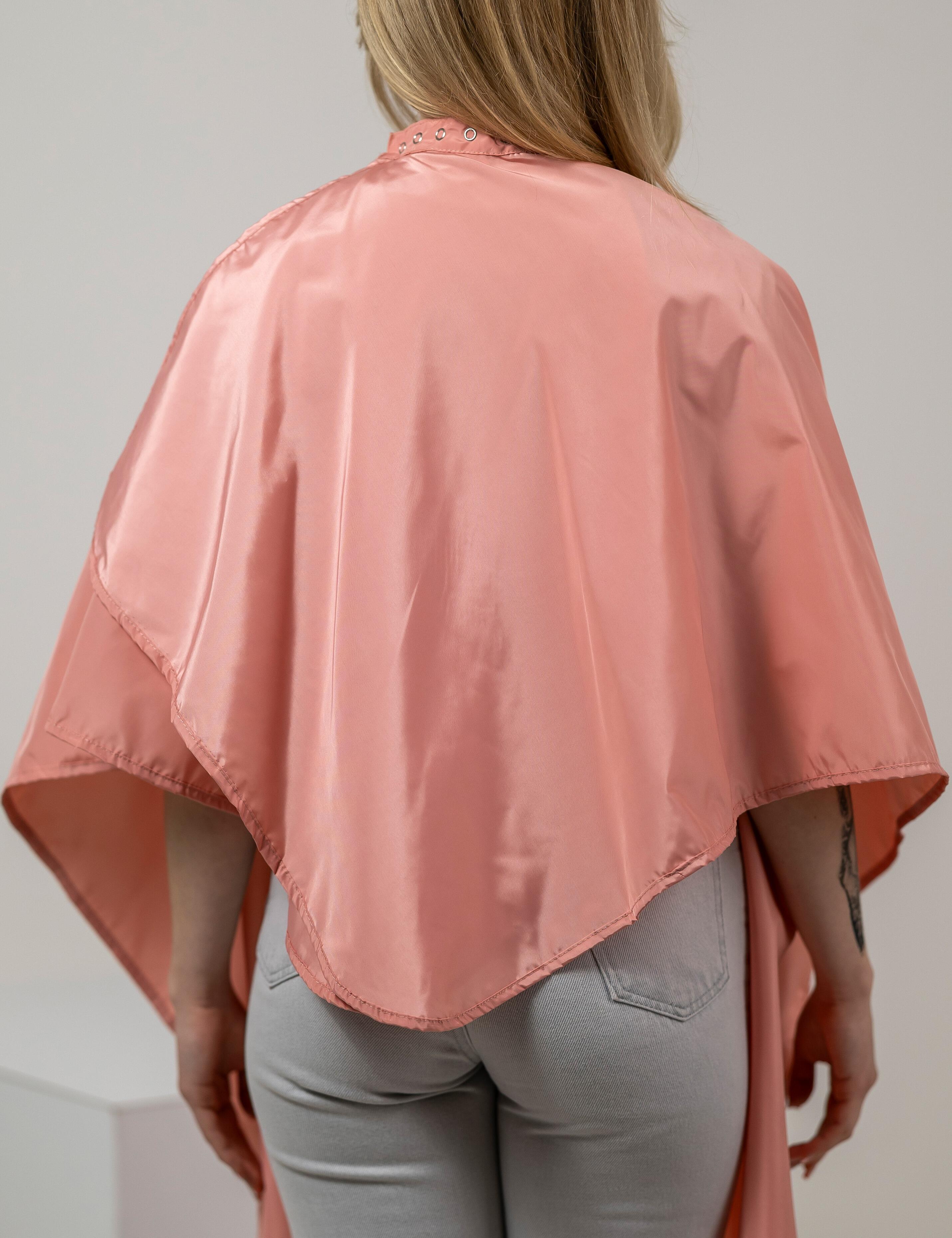 Lightweight peach hairdressing gown for salon professionals comfortable fit