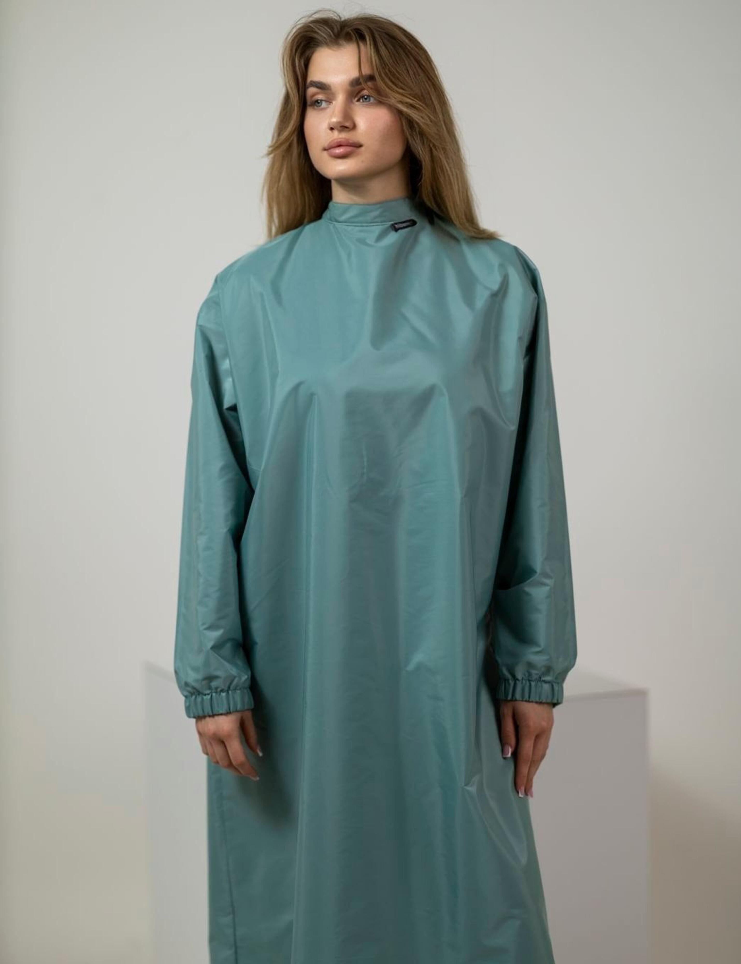 Professional sage stylist gown for salon uniforms