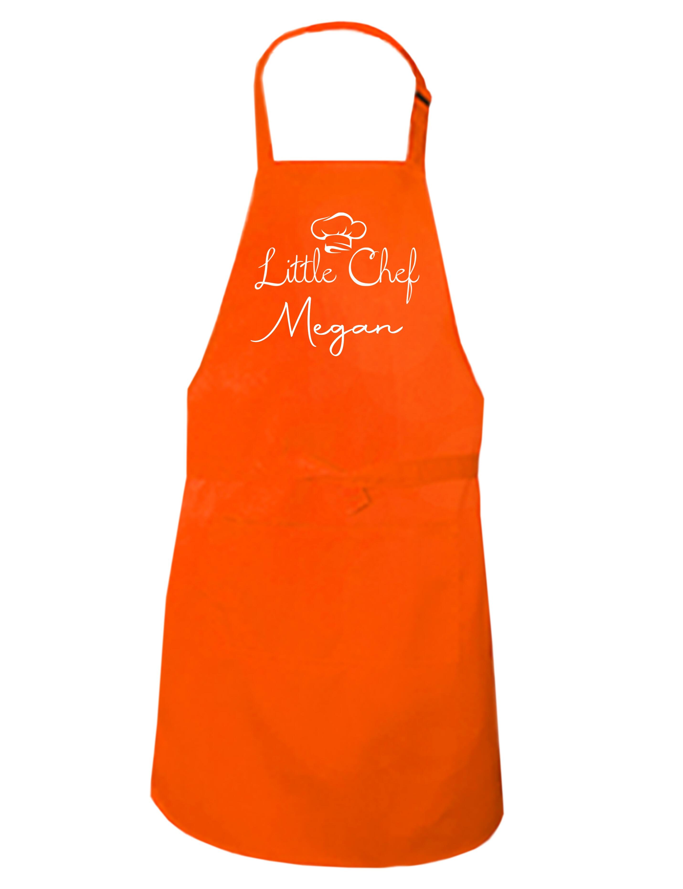 Personalised Little Chef Apron Orange printed