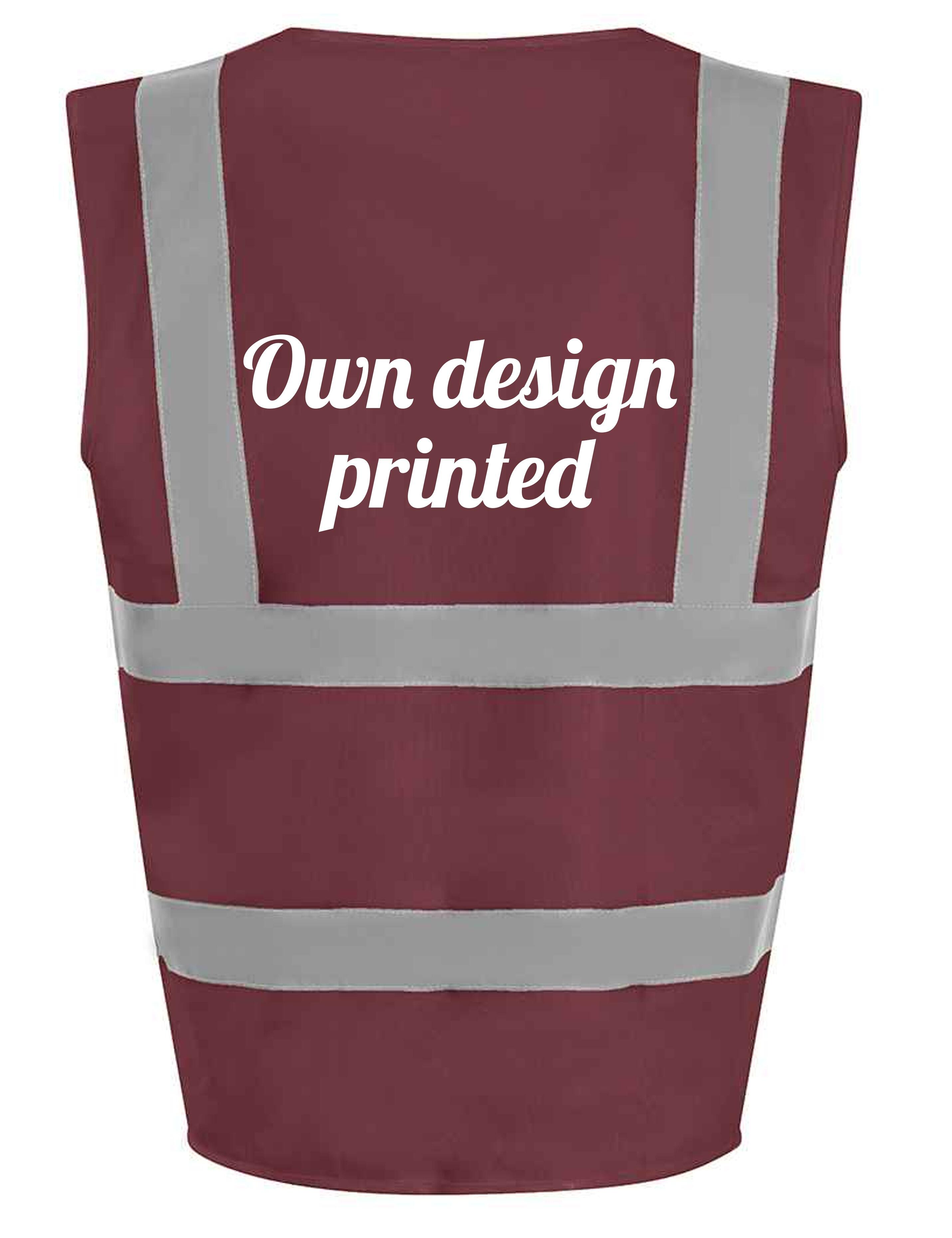 Printed High Visitbility Waistcoat Burgundy with your logo