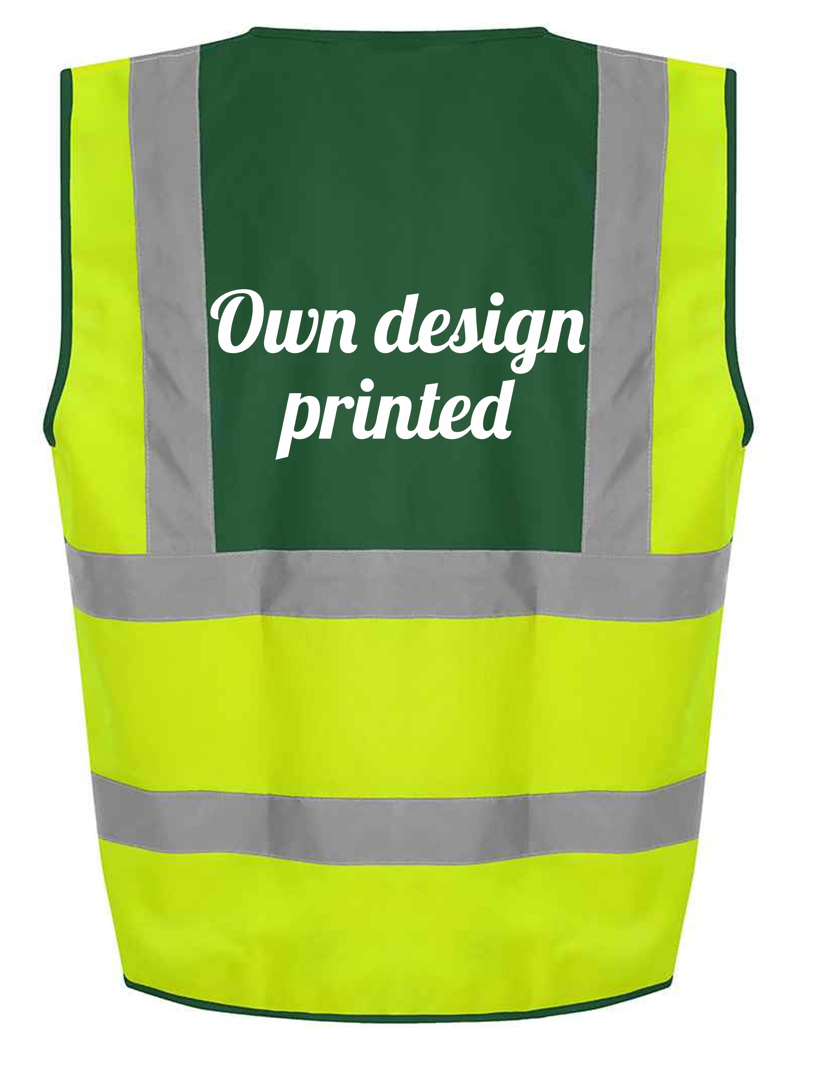 Printed High Visibility Waistcoat Yellow/Medical Green with logo