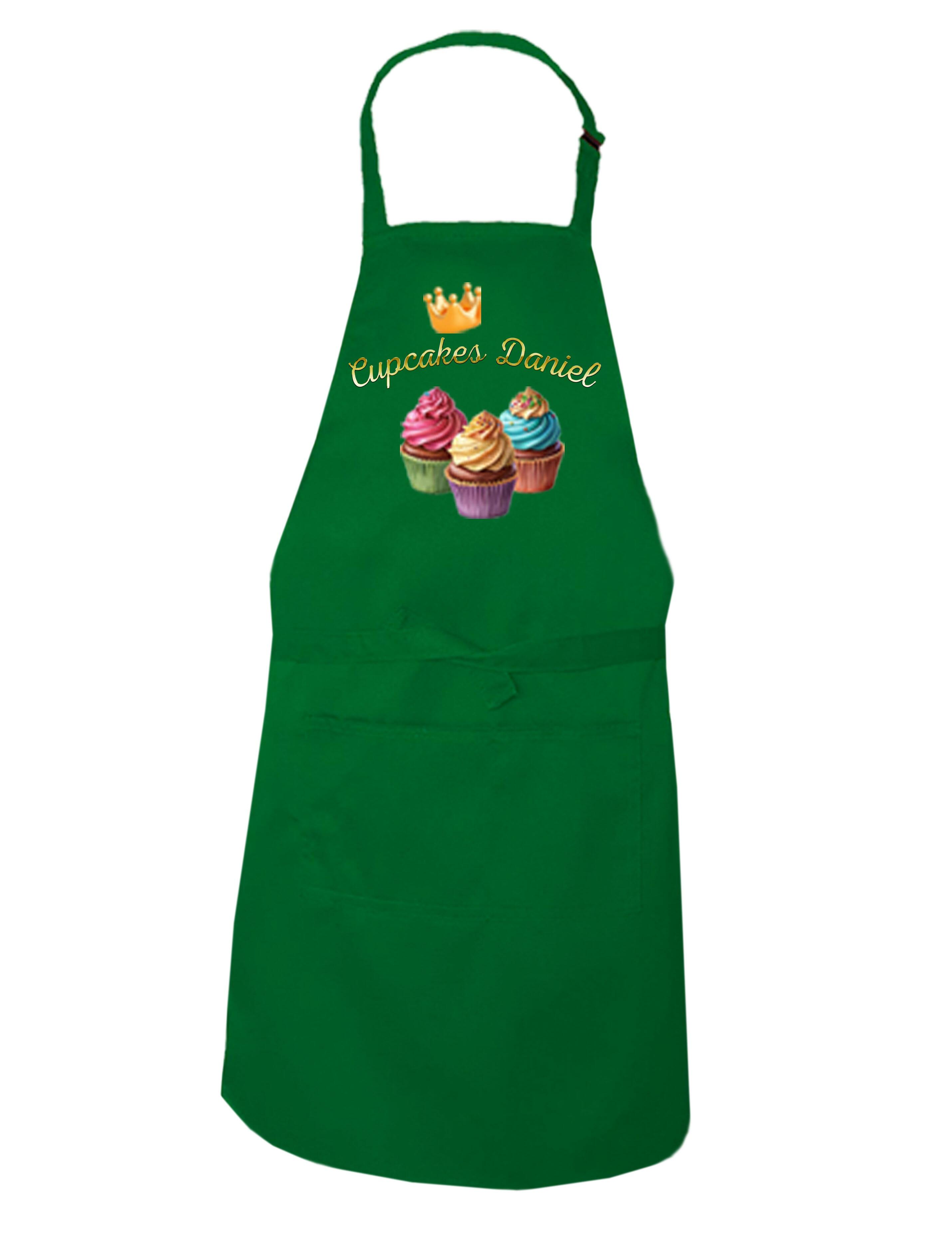 Personalised Cup Cake Kids Apron Kelly Green