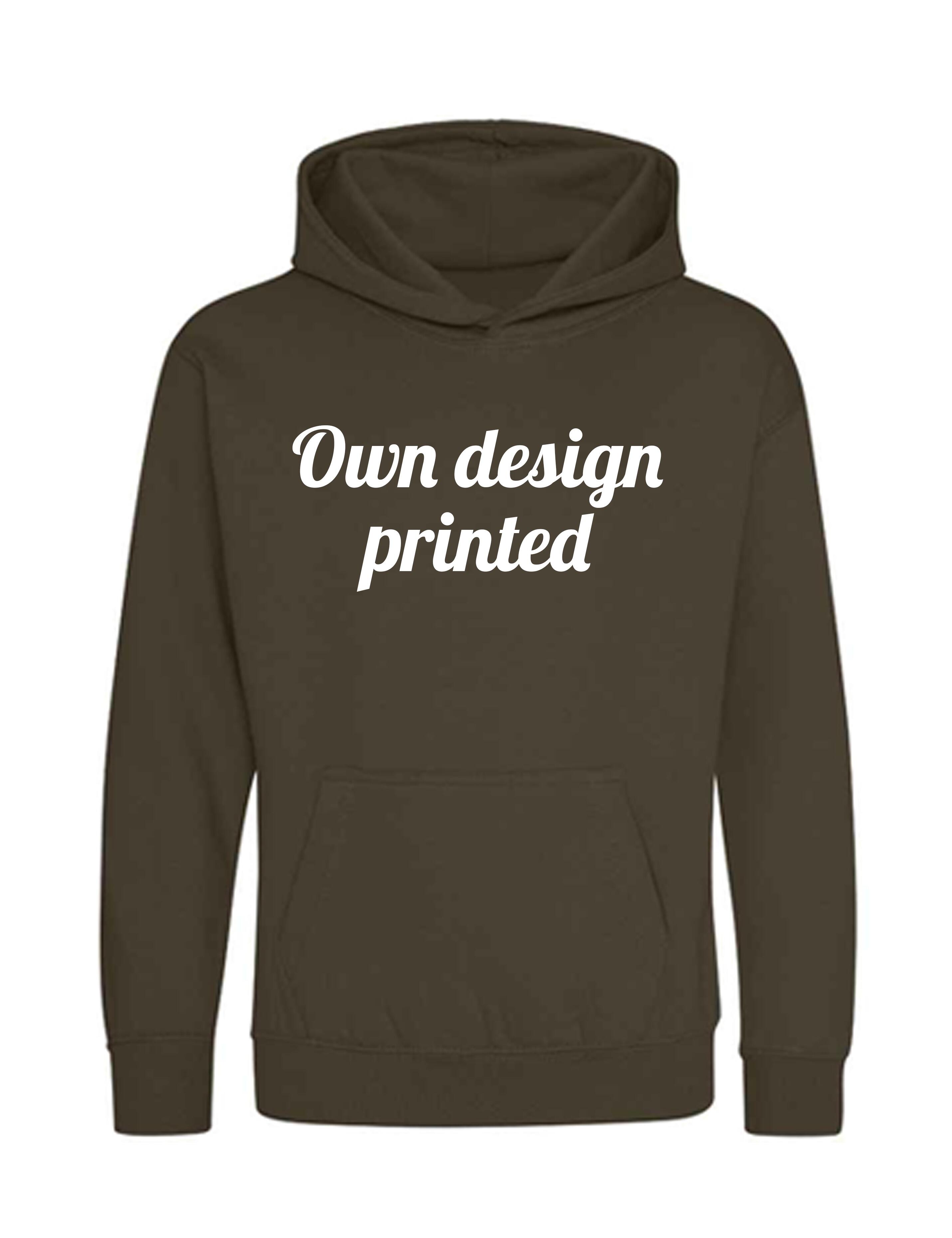 Personalised Kids Hoodie Olive with print