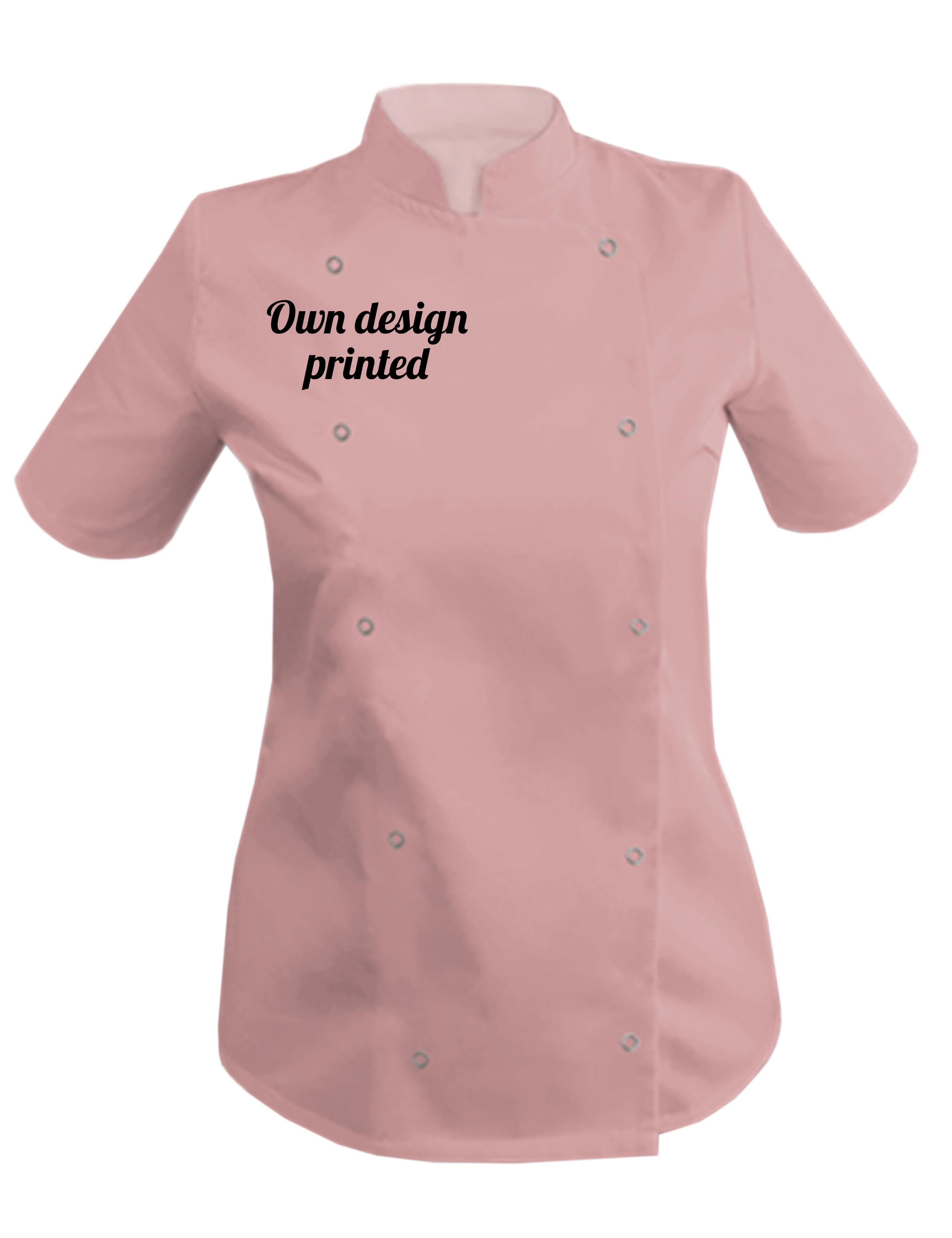Personalised Women's Short Sleeve Chef's Jacket Powder with print