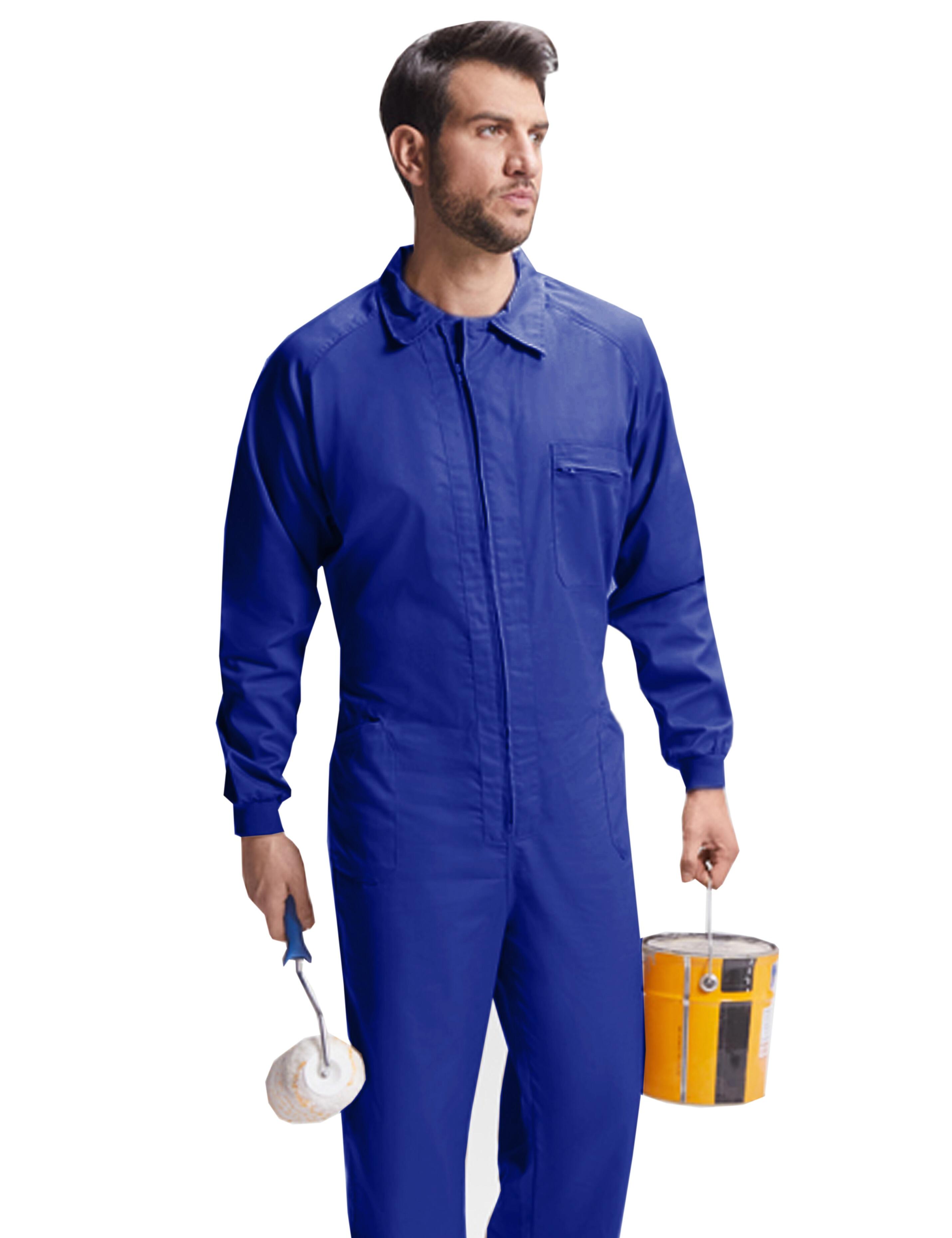 Custom work overall royal blue with print