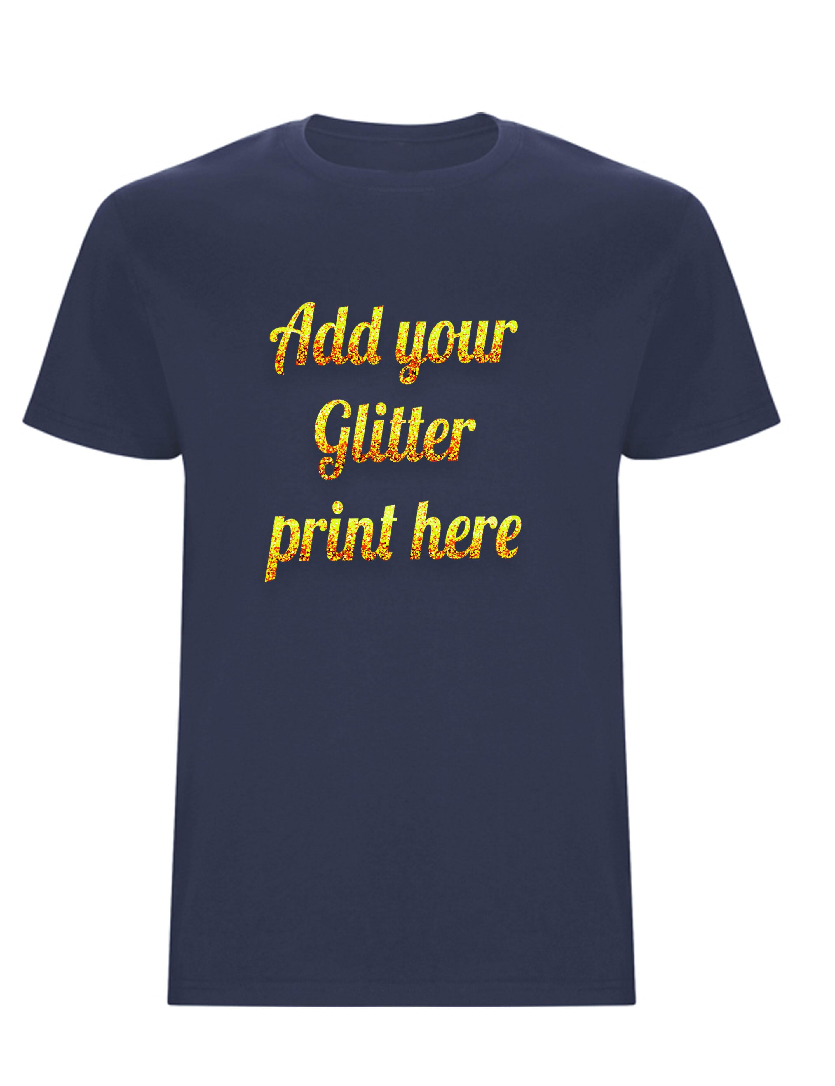 Custom Glitter Printed Heavyweight Kids T-Shirt Denim Blue