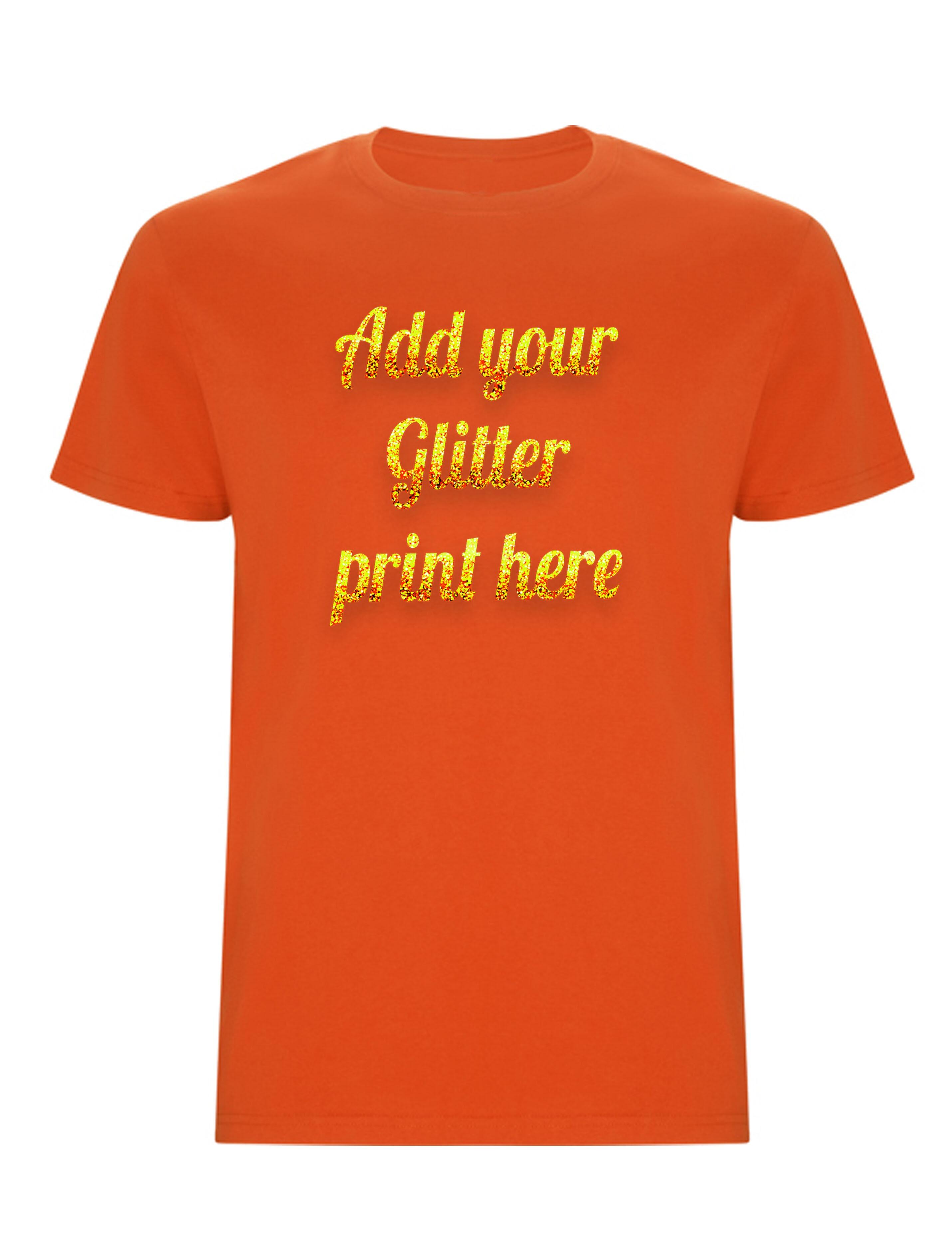 Personalised Glitter Printed Heavyweight Kids T-Shirt Orange