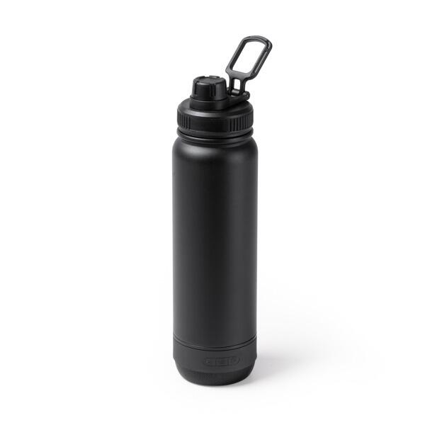 Wireless Stainless Steel Bottle with removable speaker black