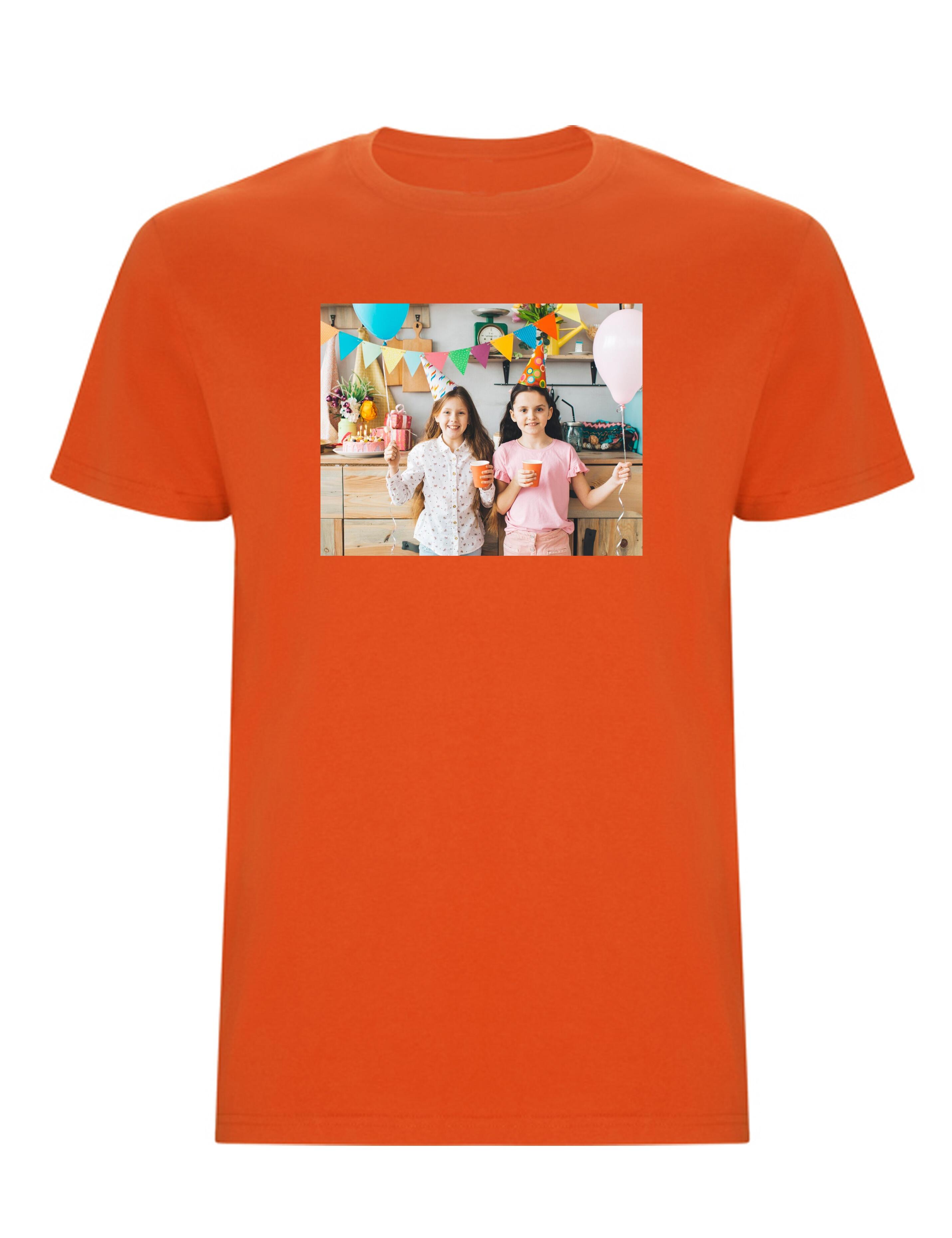 Personalised Photo Printed Heavyweight Kids T-Shirt Orange