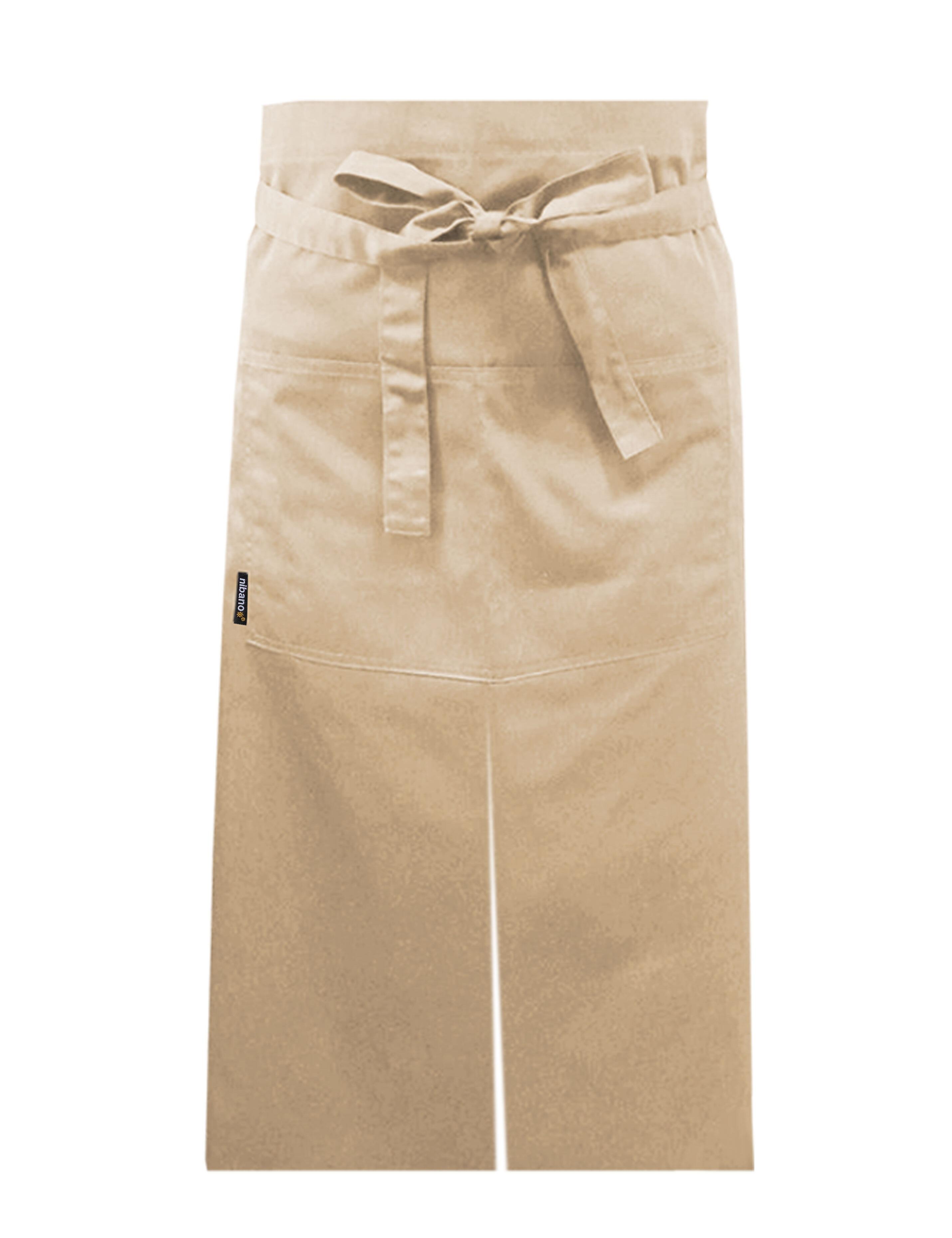 Nibano long waist apron with split cream