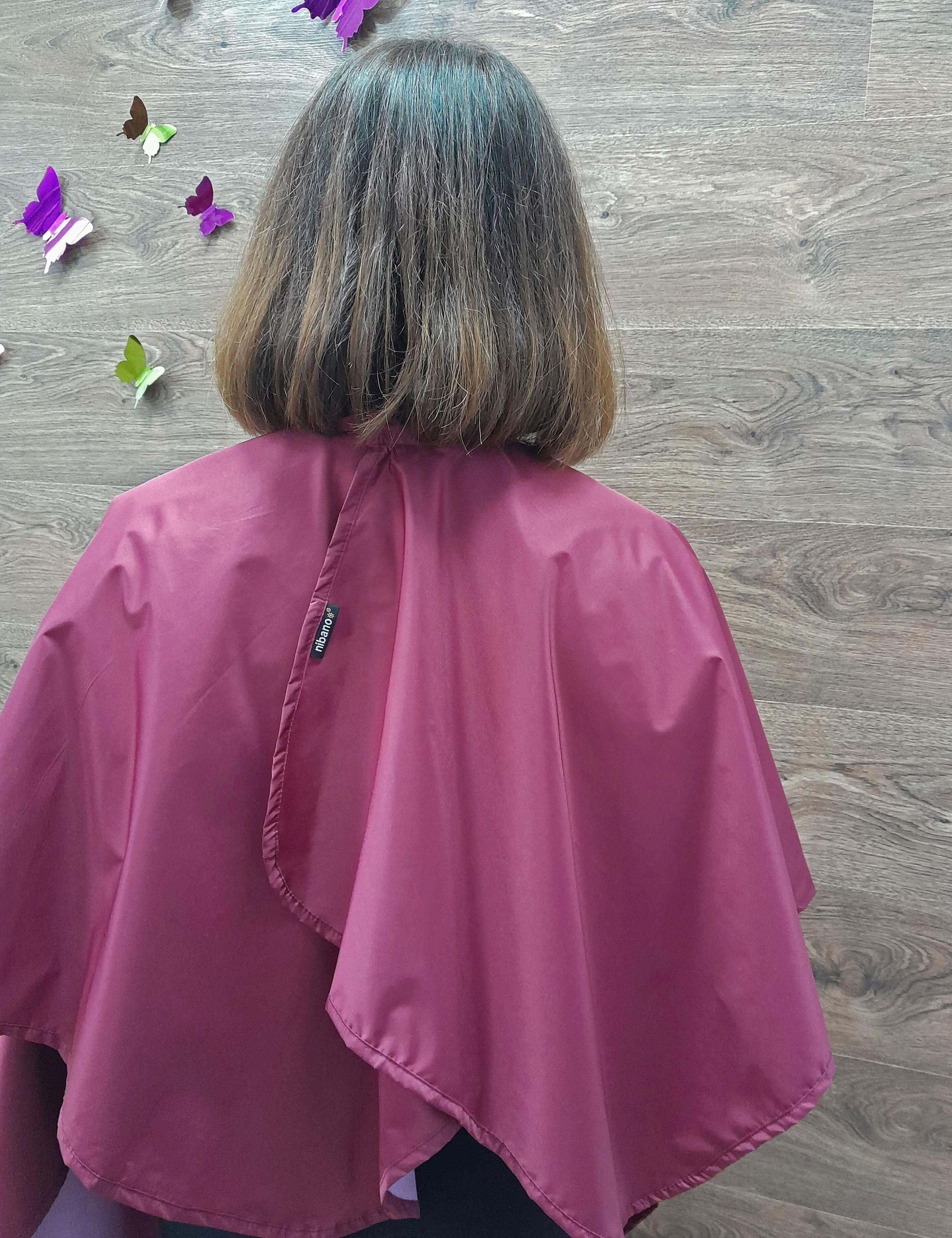 Hair salon gowns with matching apron burgundy