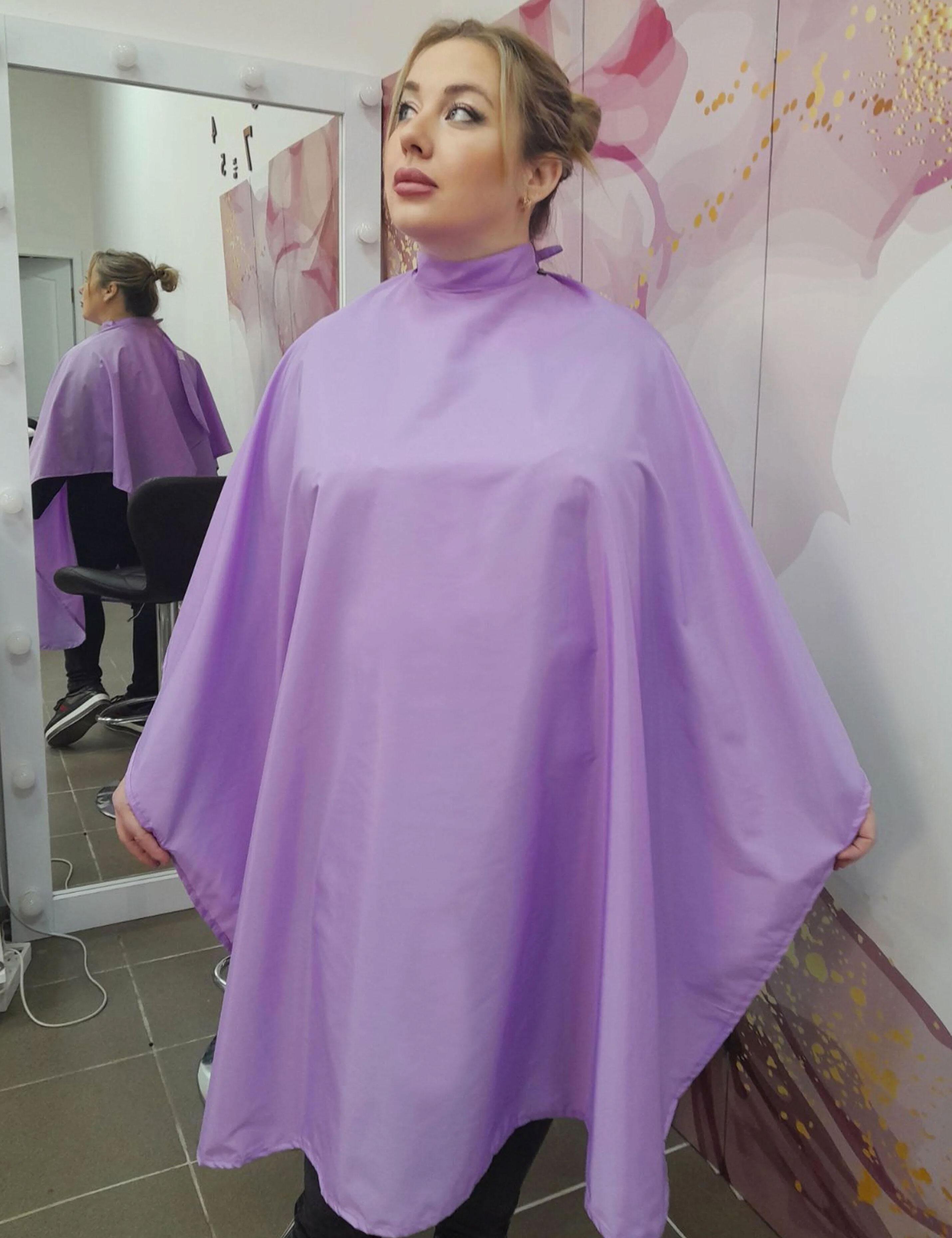 Hair salon gowns with matching apron lilac