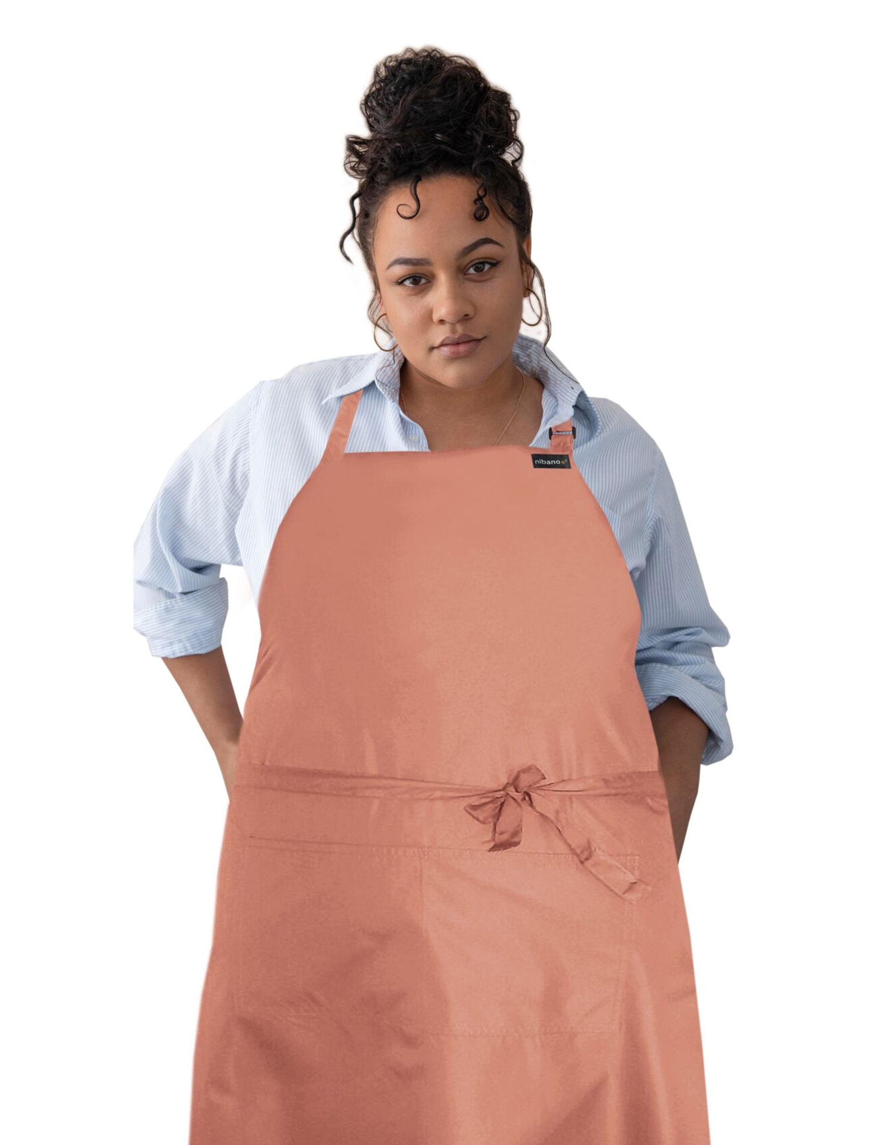 Personalised embroidered peach waterproof barber and salon apron