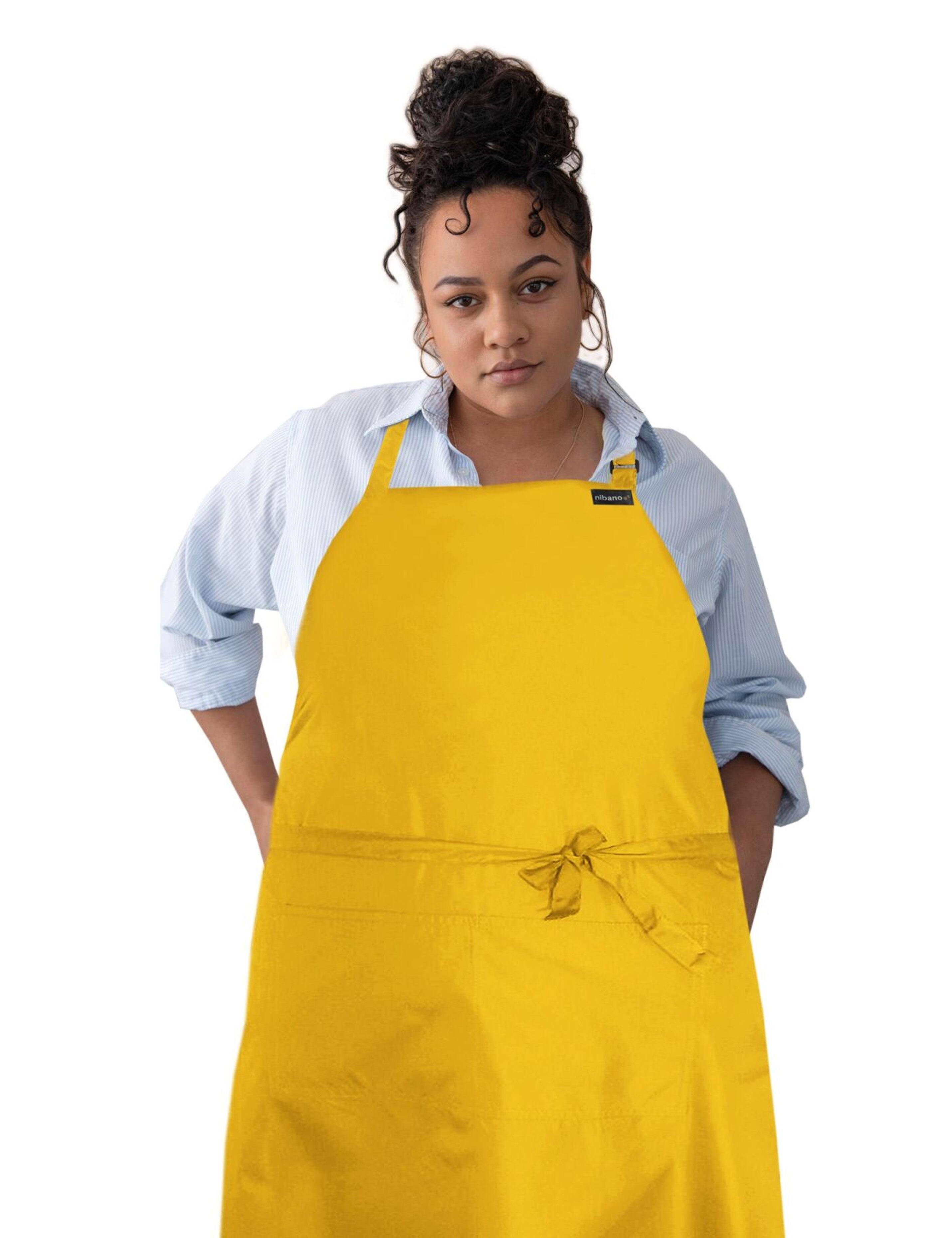 Personalised embroidered yellow waterproof barber and salon apron