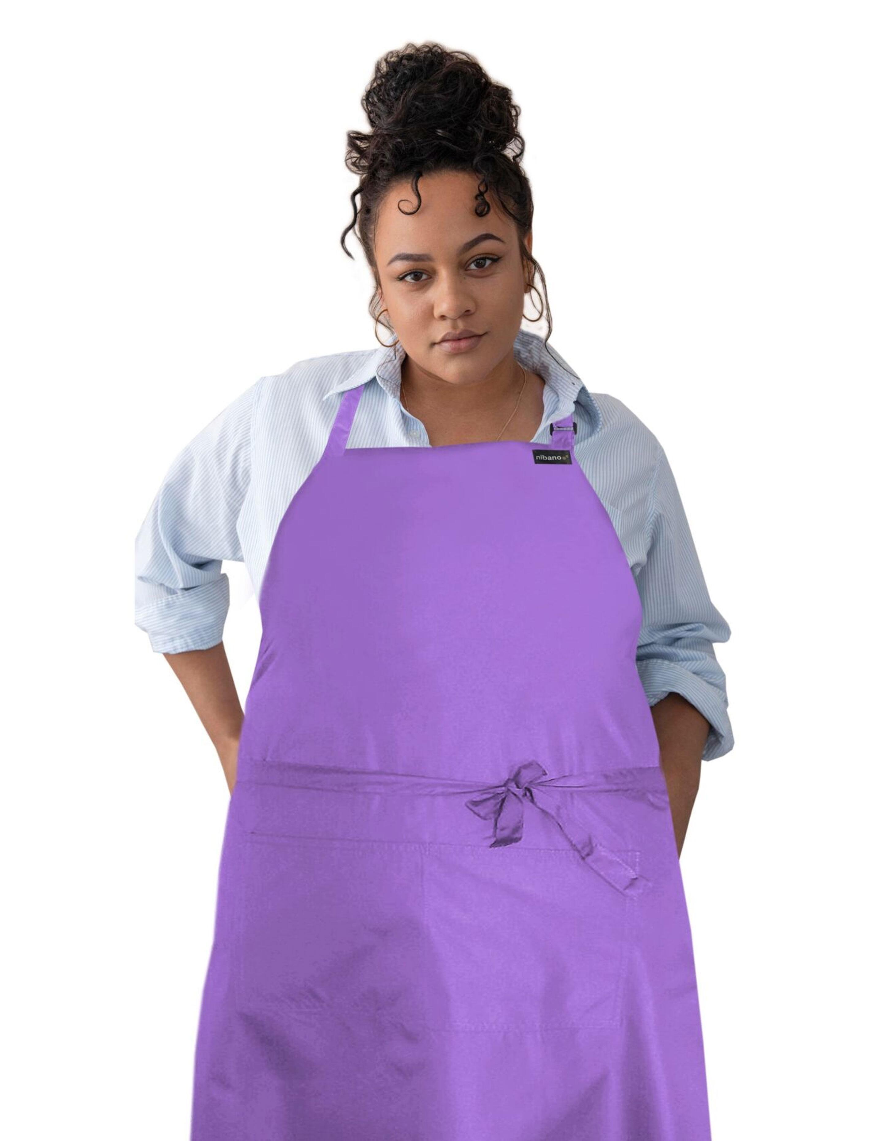 Personalised embroidered lilac waterproof barber and salon apron