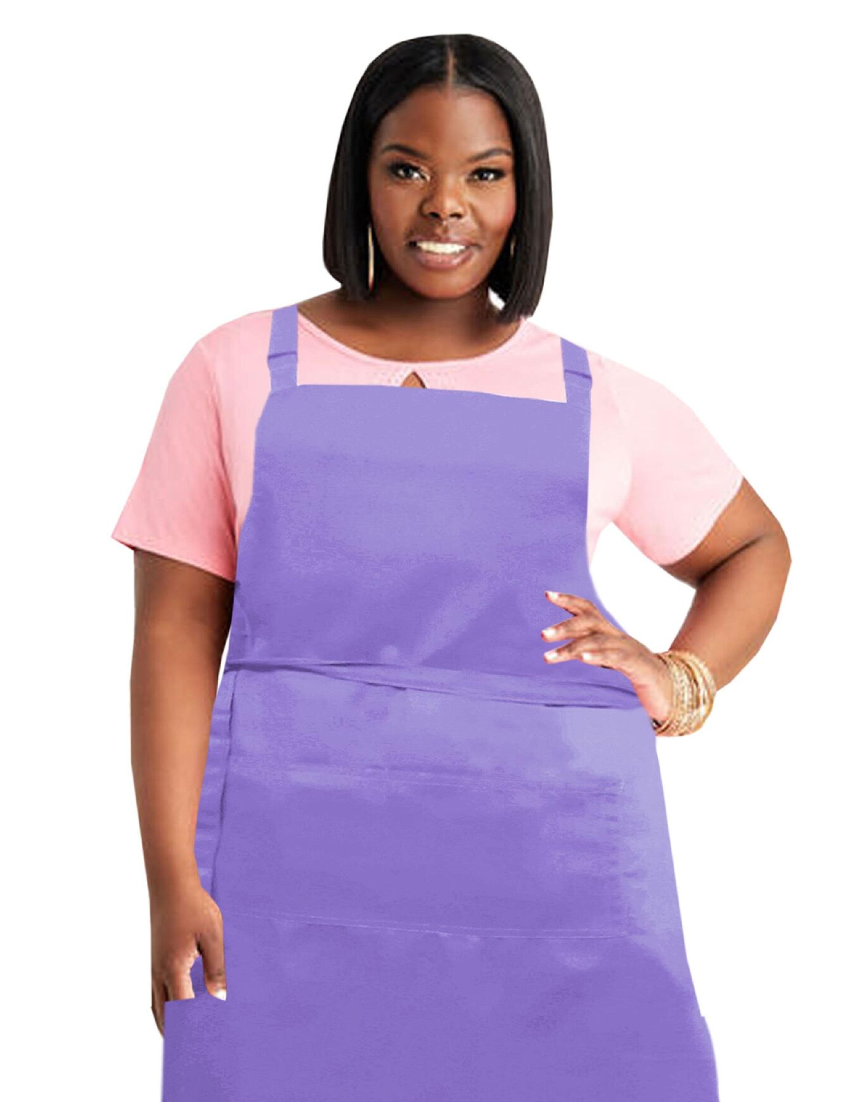 Embroidered Logo Plus Size Bib Apron Lilac