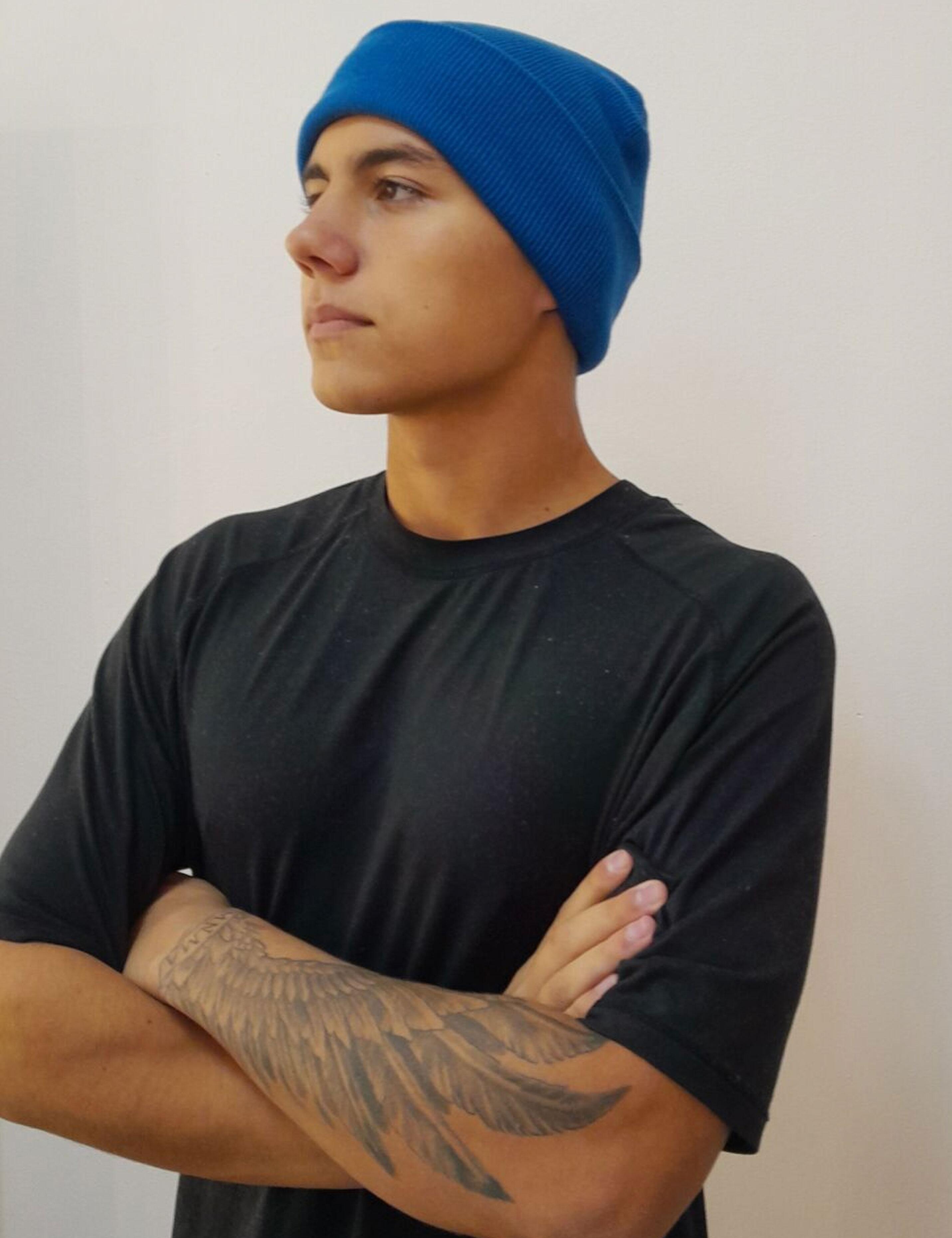 Basic sapphire blue beanie hat