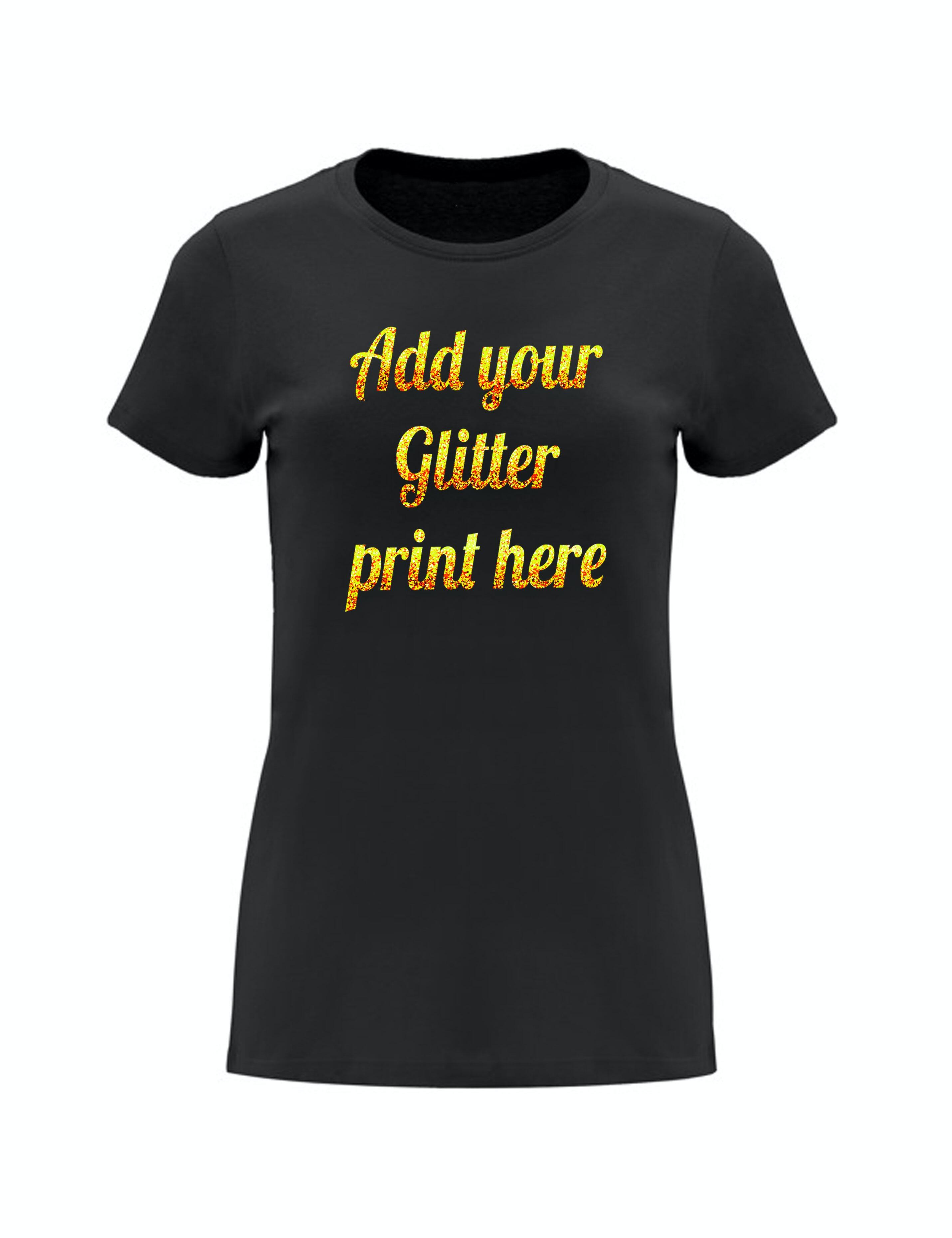 Black women’s heavyweight t-shirt with glitter print