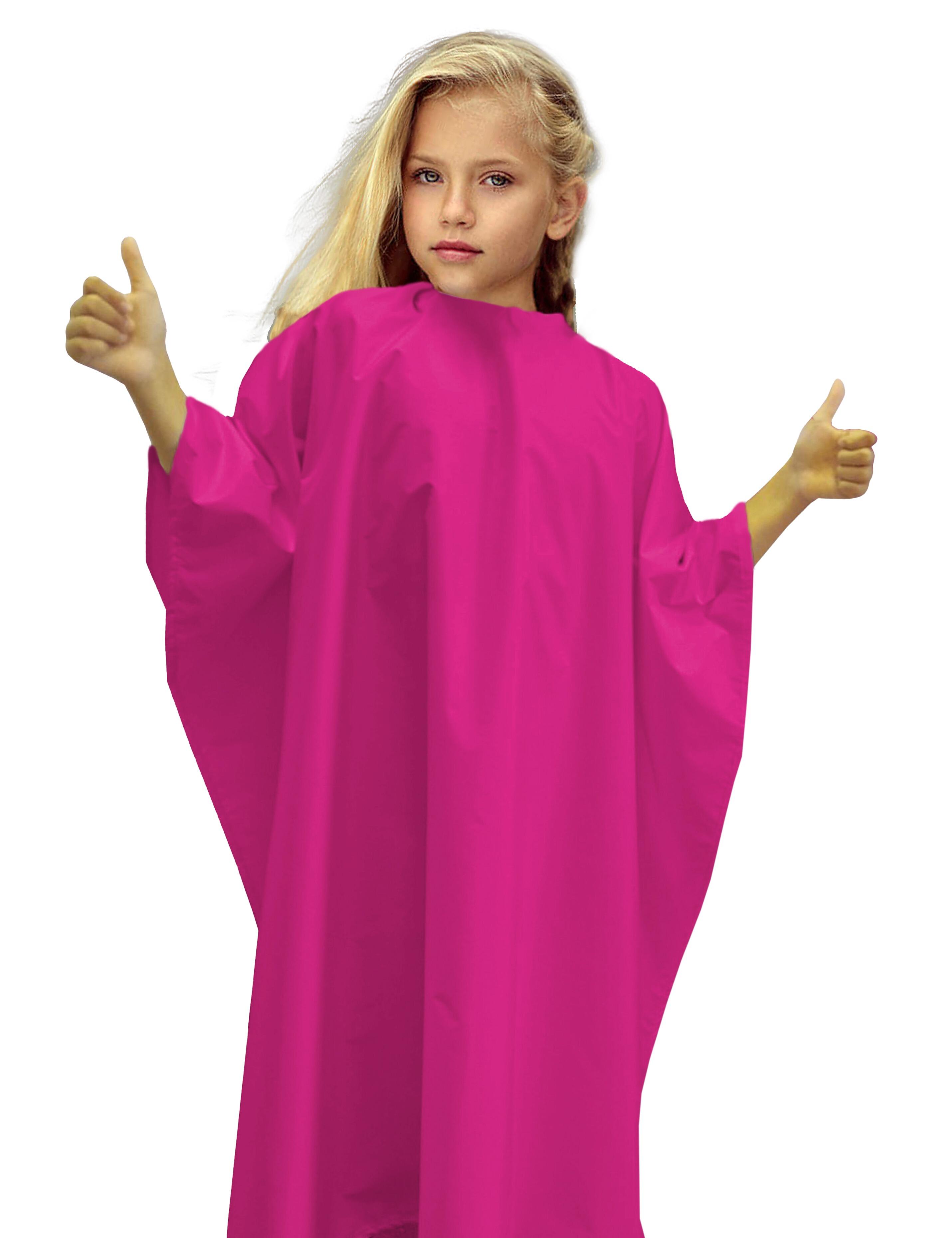 Hot Pink kids haircut cape with adjustable closure
