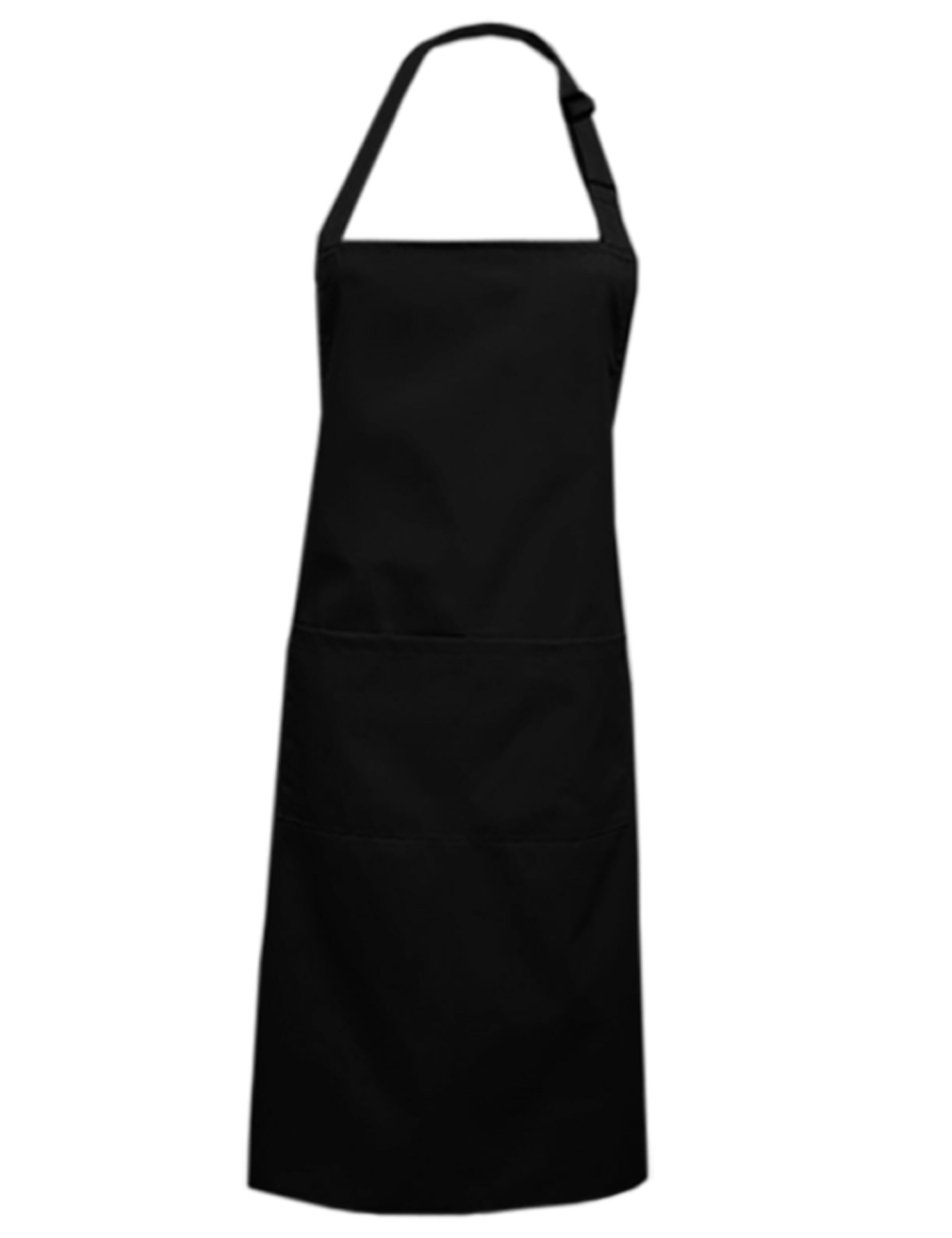 Black mid-length polycotton bib apron plain professional workwear
