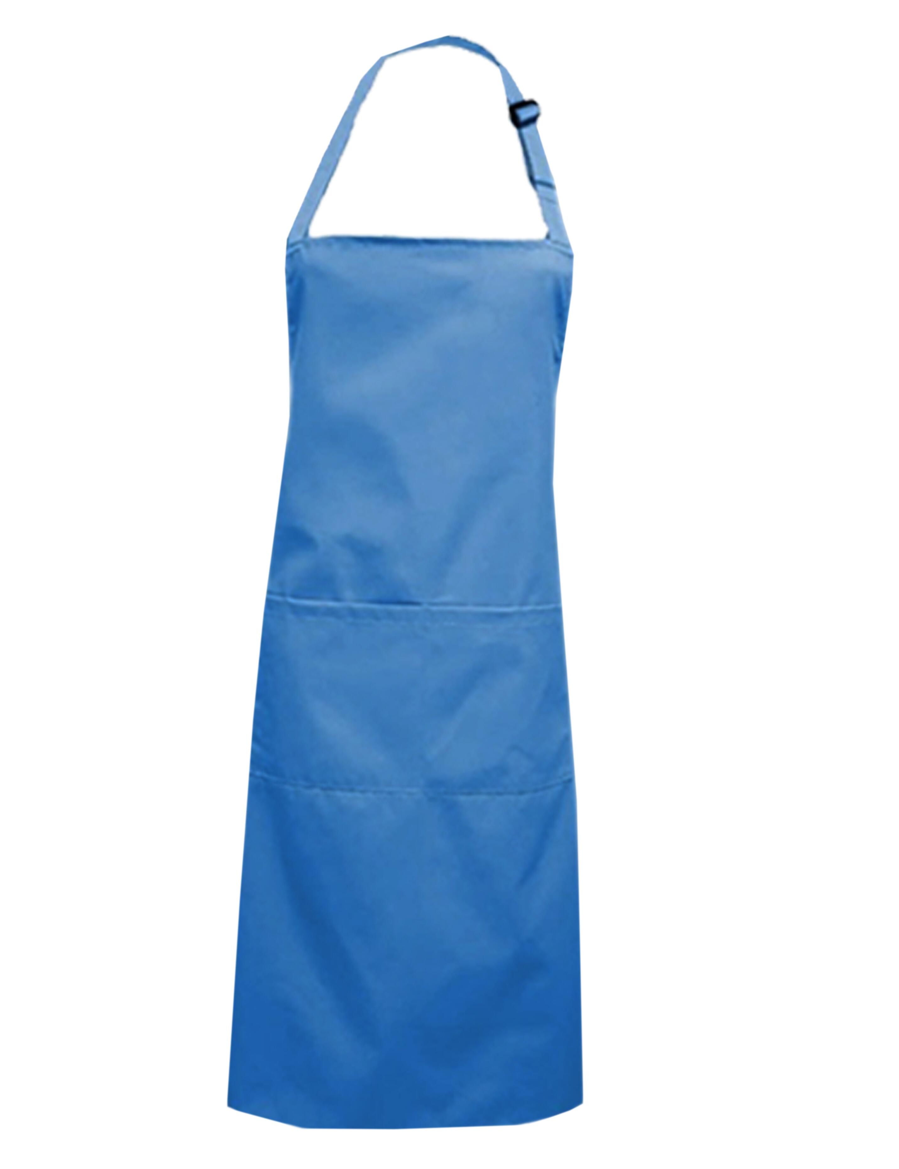 Light Blue mid-length polycotton bib apron plain professional workwear
