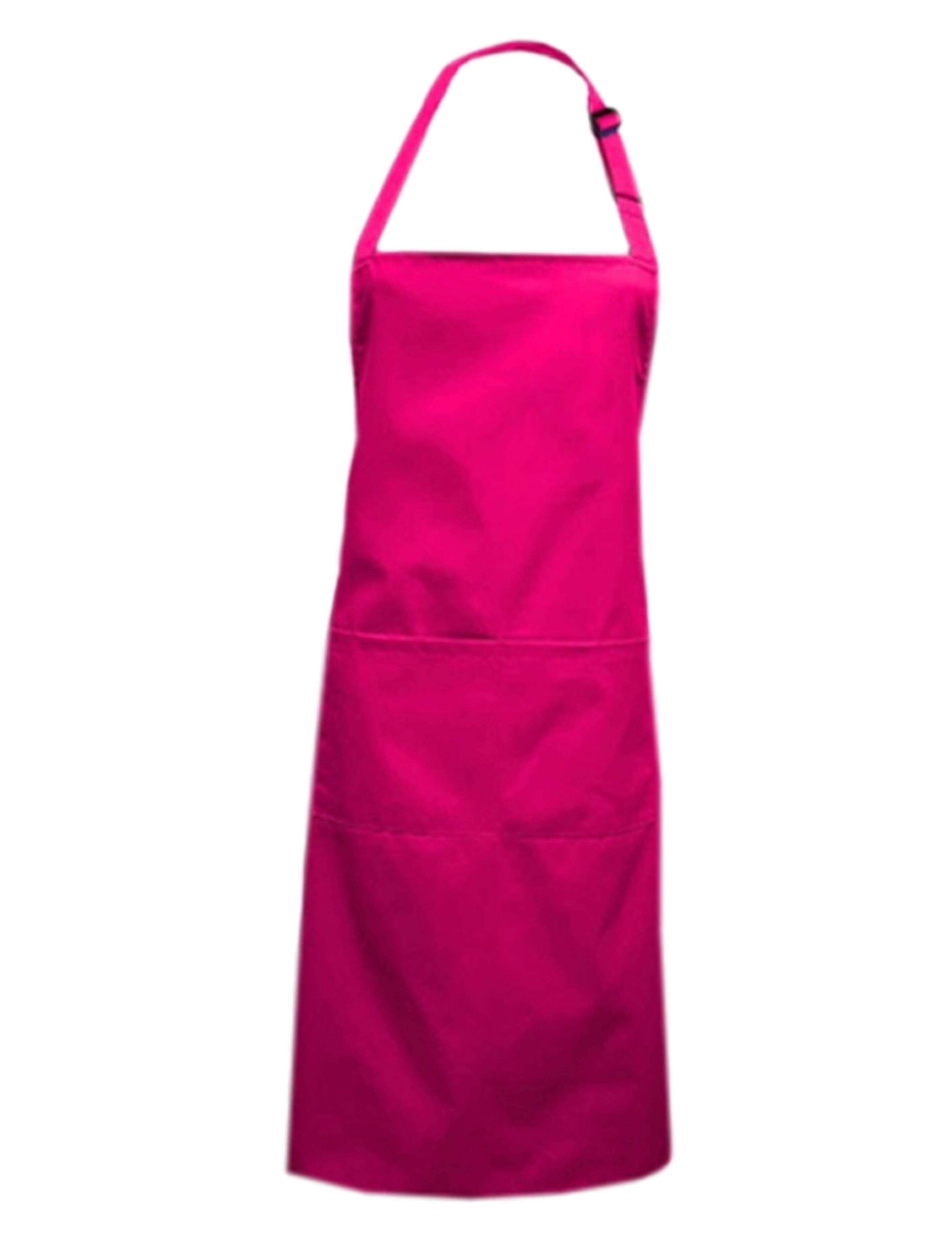 Hot pink mid-length polycotton bib apron plain professional workwear