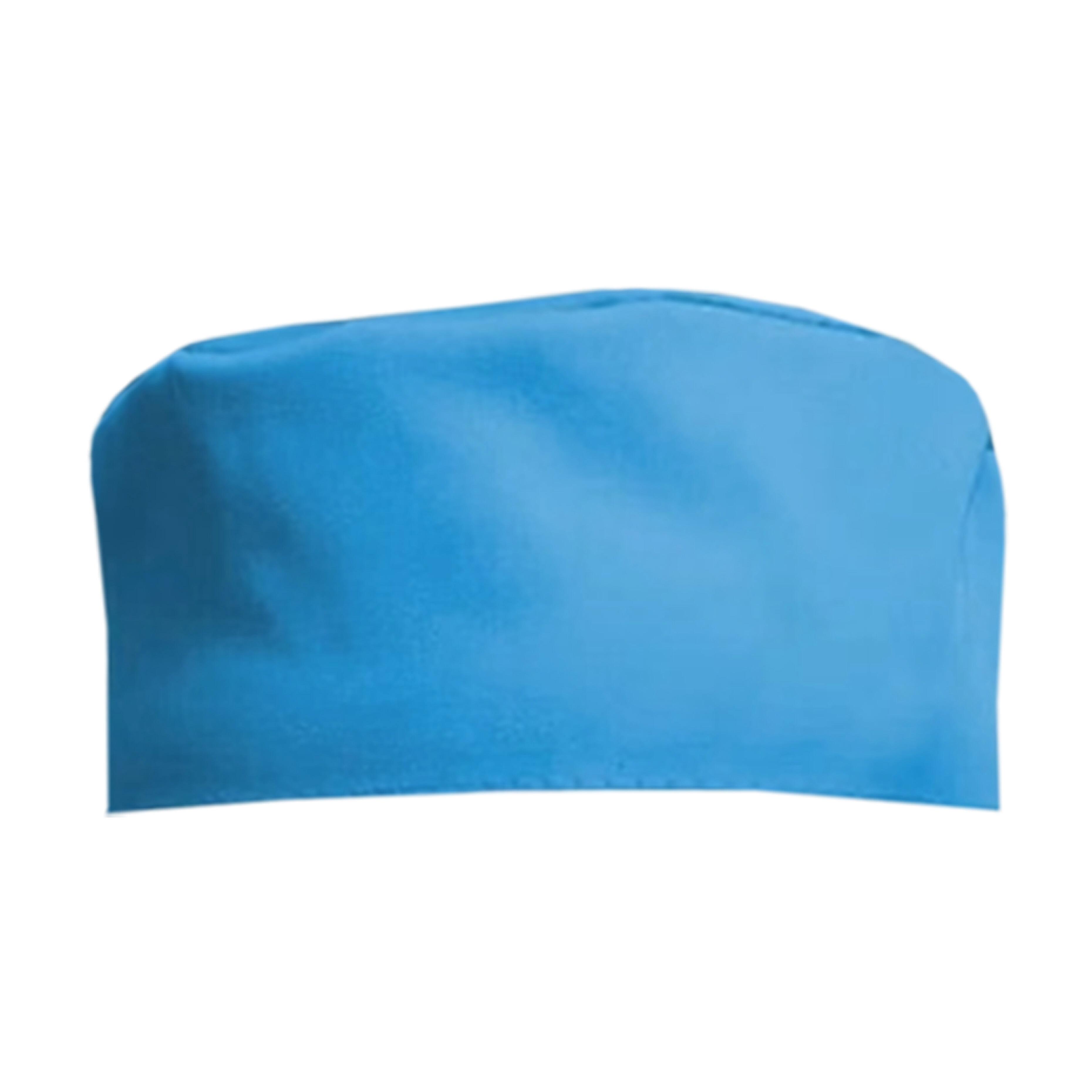 Light blue professional chef skull cap for kitchen staff