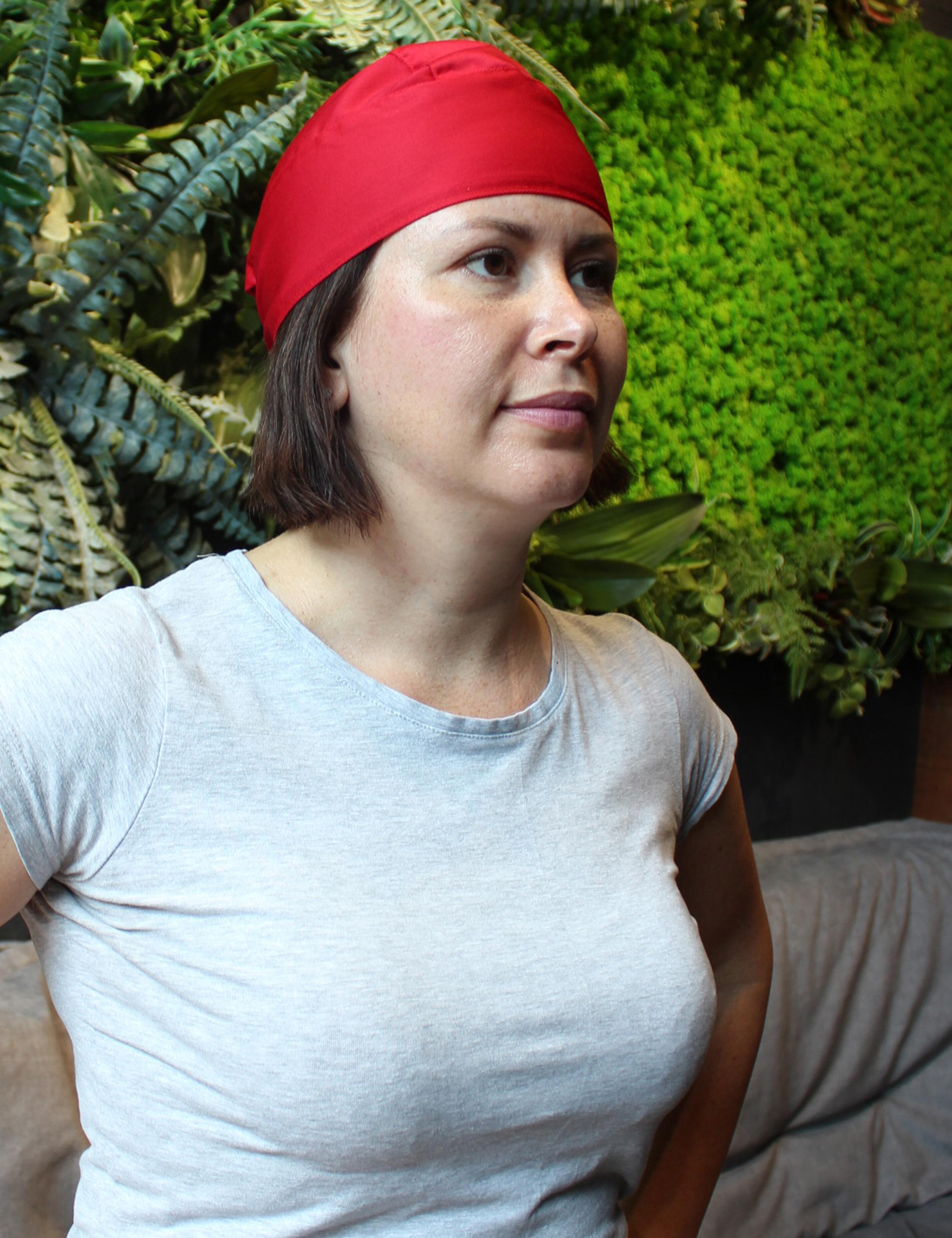 Red chef headwear bandana – plain, printed or embroidered