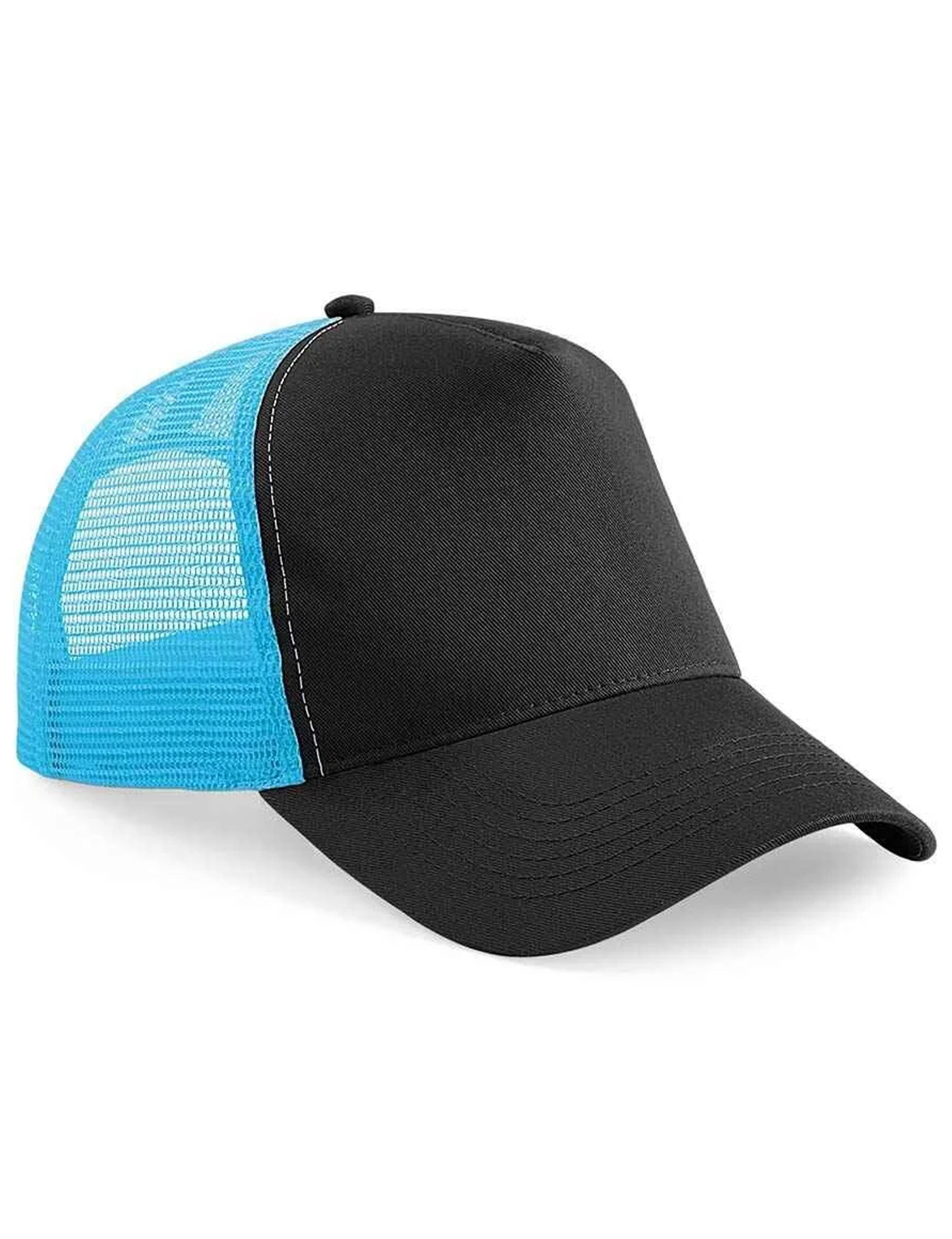 Personalised Embroidered Snapback Trucker Cap Black/Surf Blue