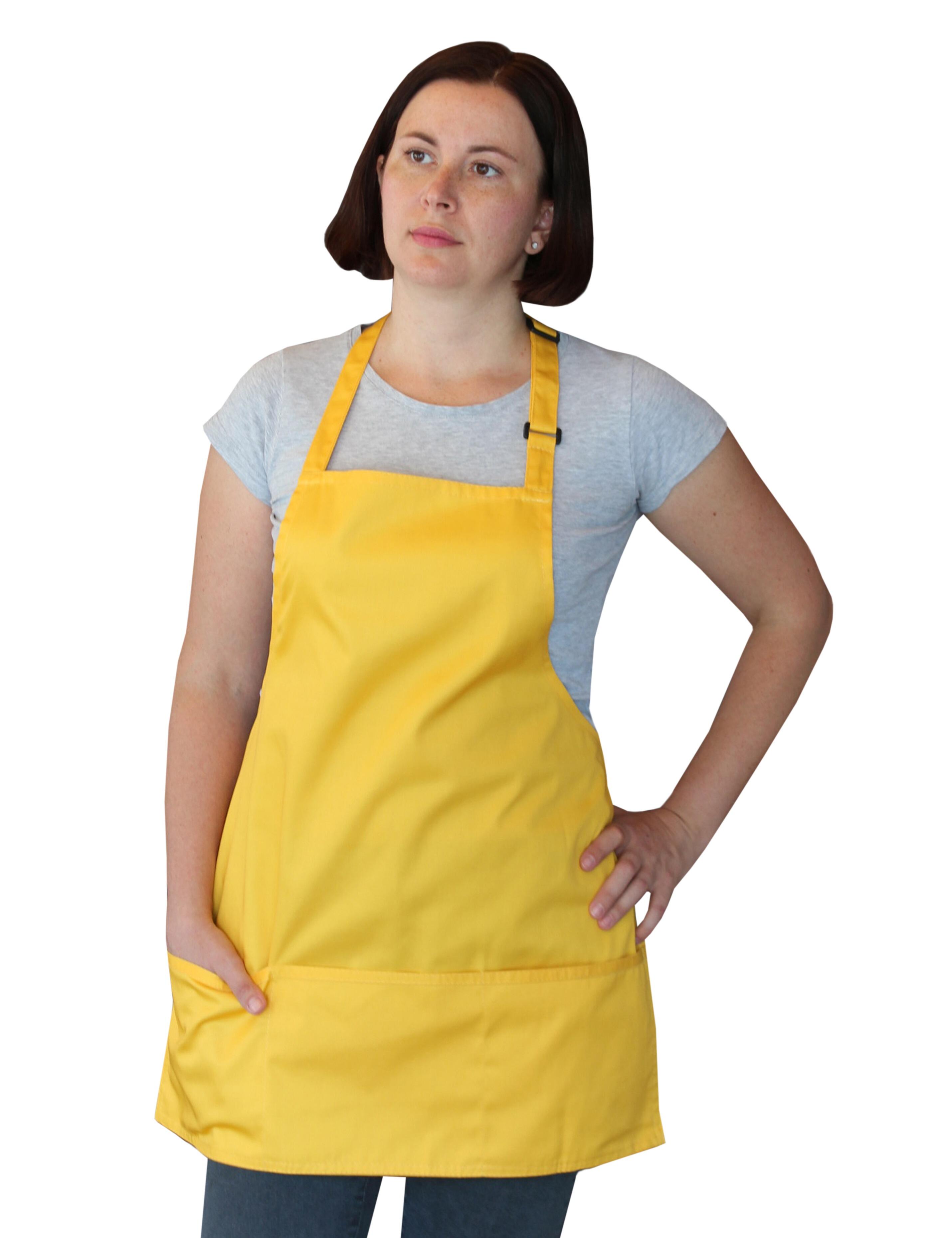 Yellow Short Bib Apron for Kitchen Cafe