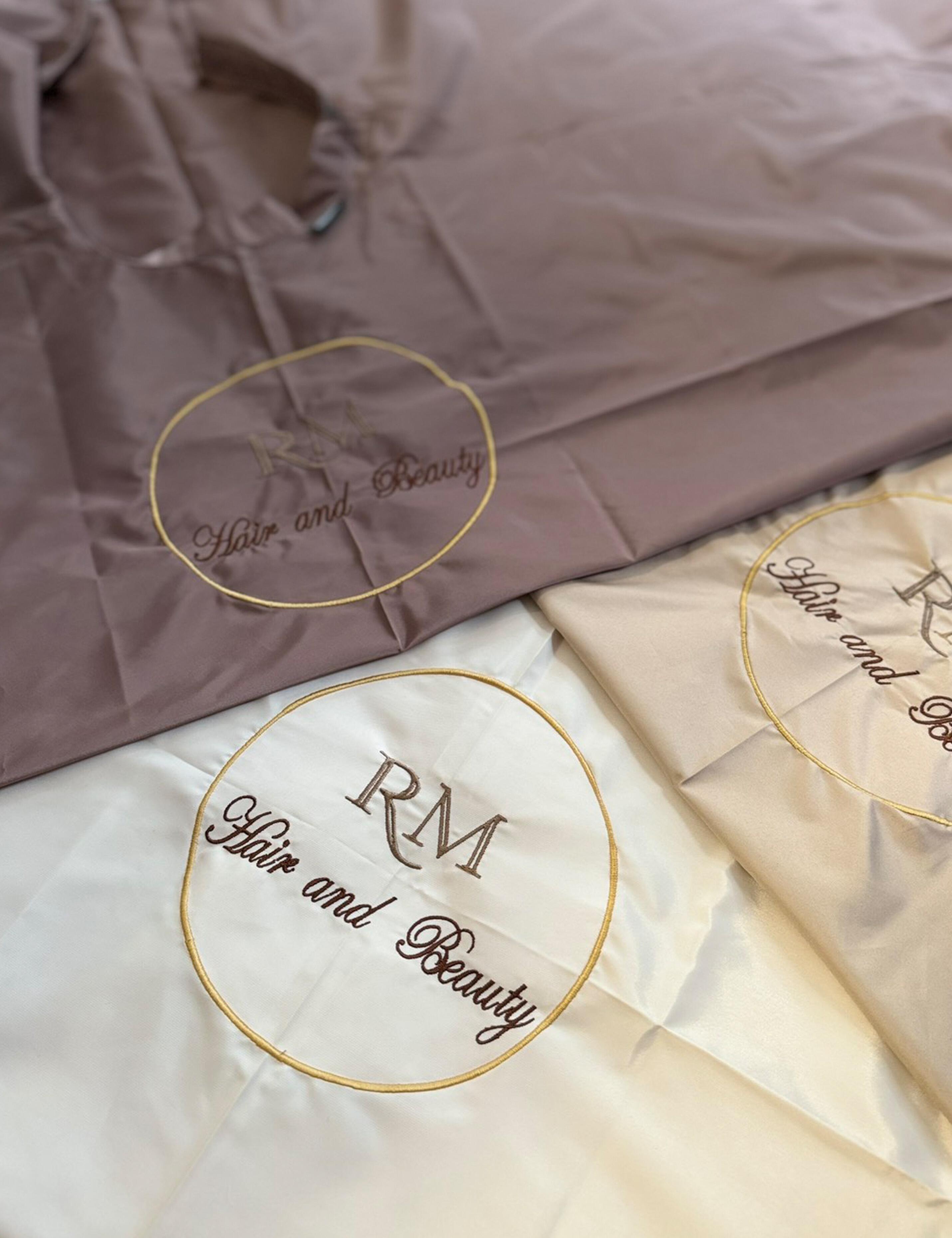 Embroidered Cream waterproof Hairdressing gown