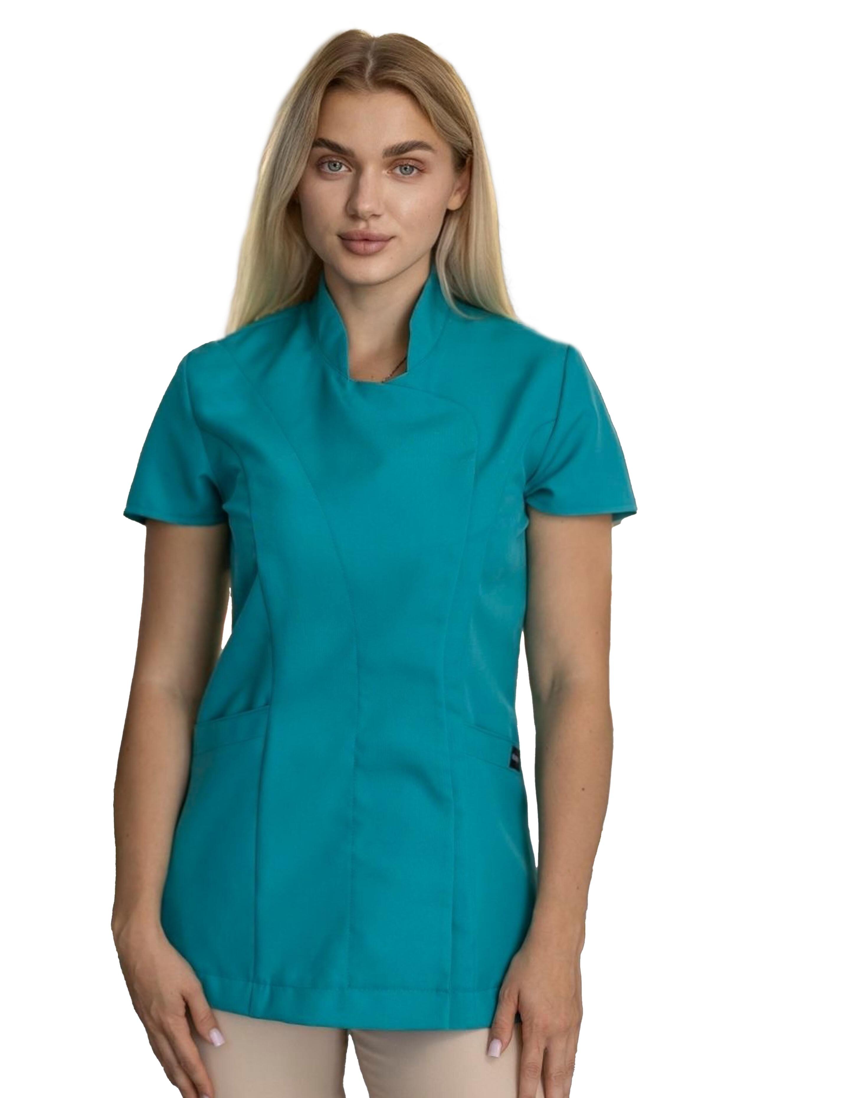 Teal beauty tunic for women with functional pockets