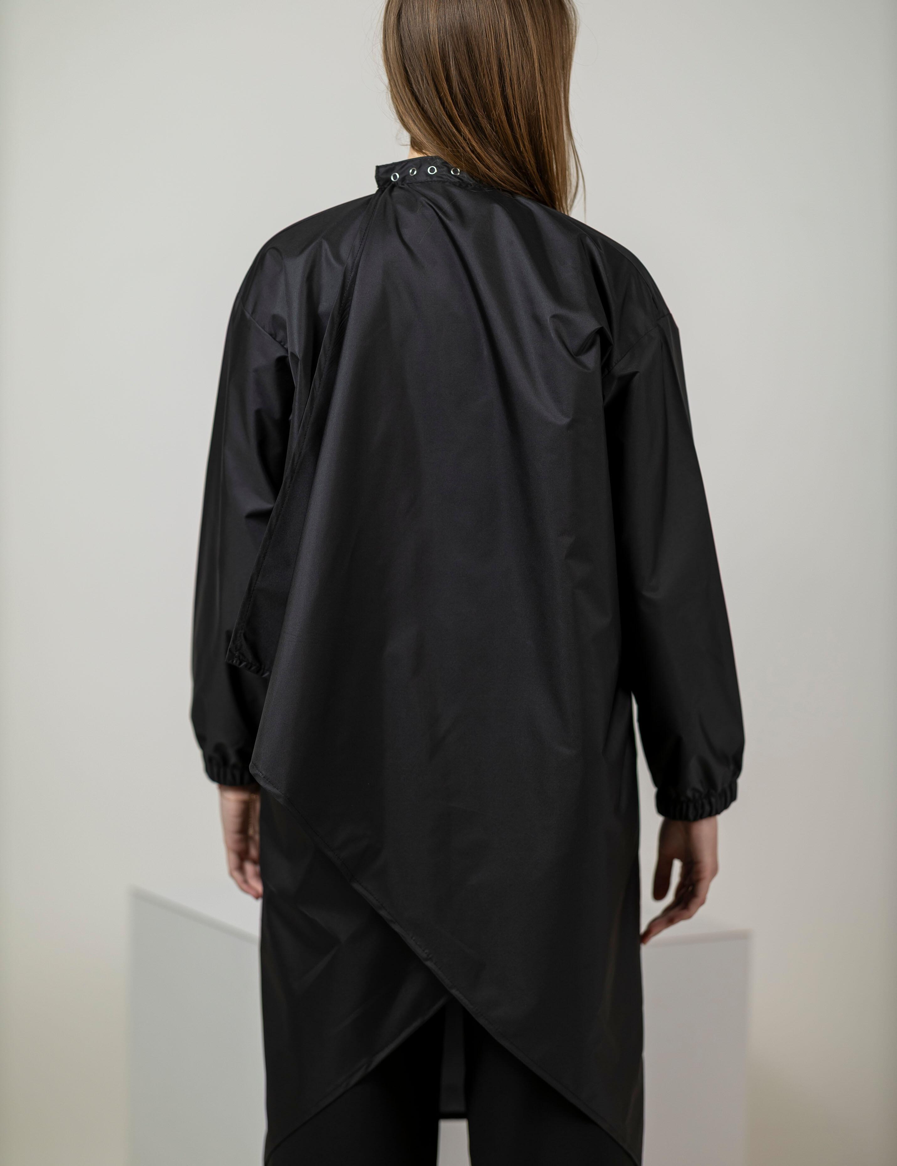 Elegant black salon gown with sleeves for women plain or custom design