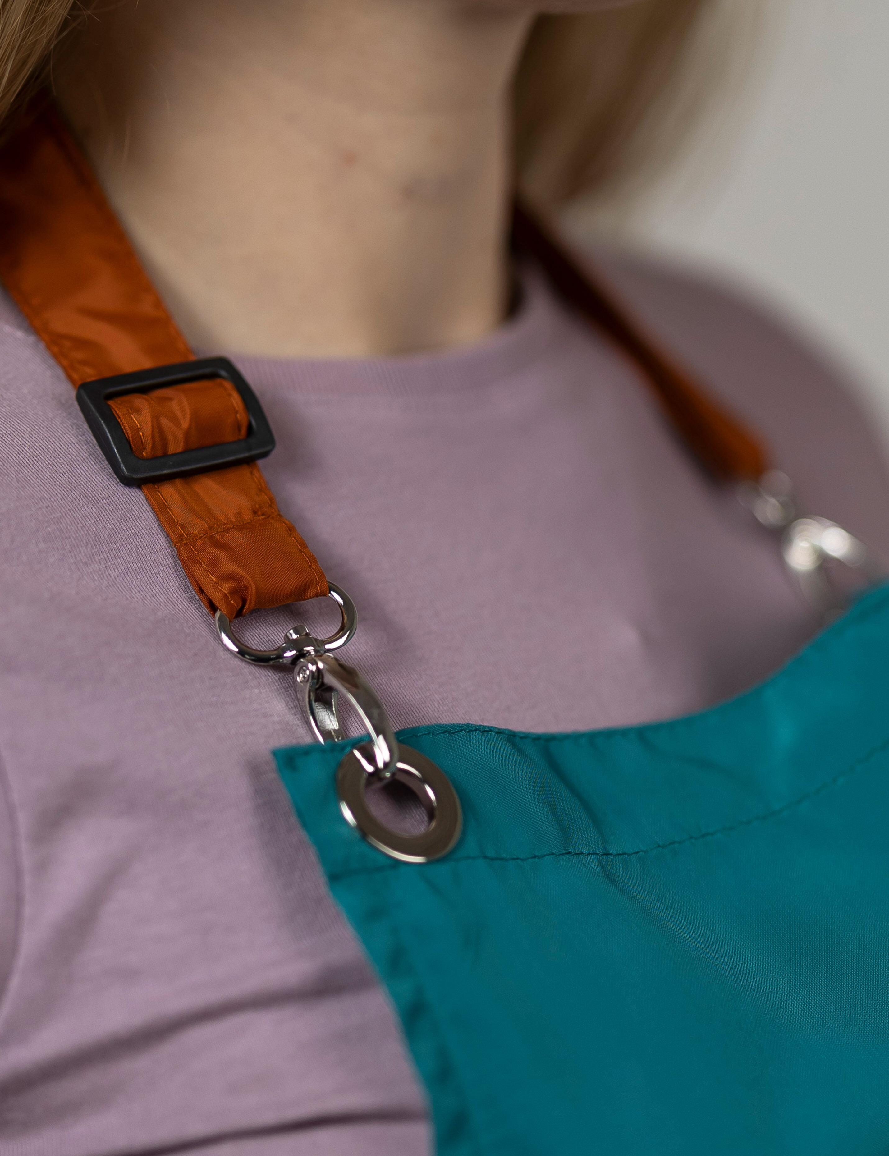 Stylish Teal Mid-Length Waterproof Apron with Bib Front