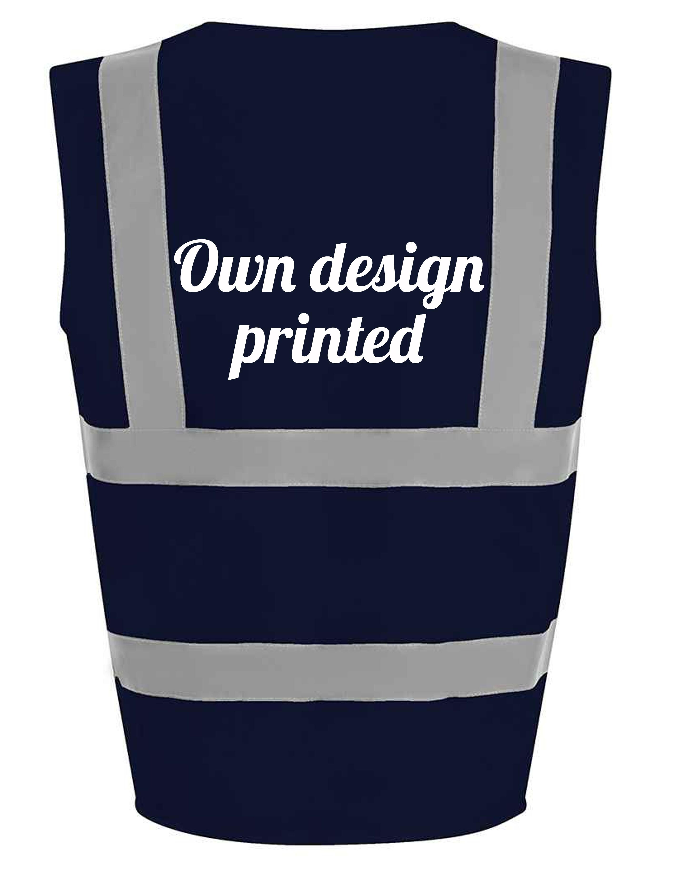 Printed High Visibility Waistcoat Navy with your logo