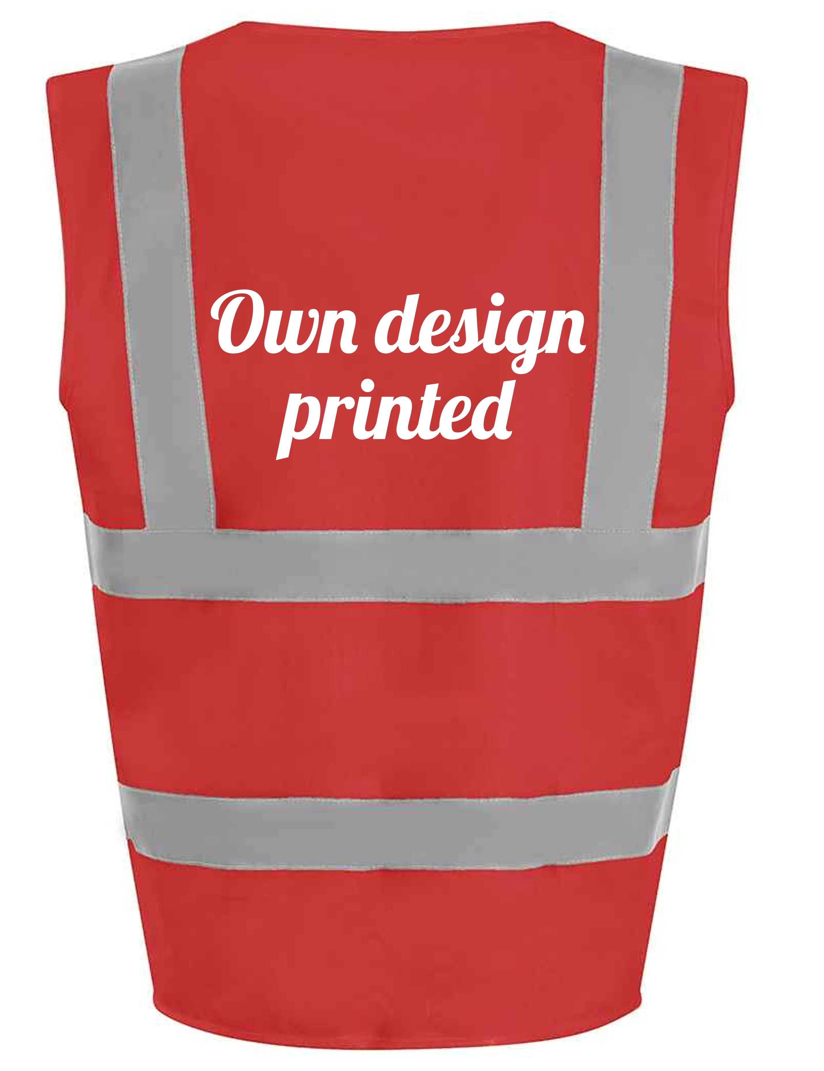 Customised High Visibility Kids Waistcoat Red with print