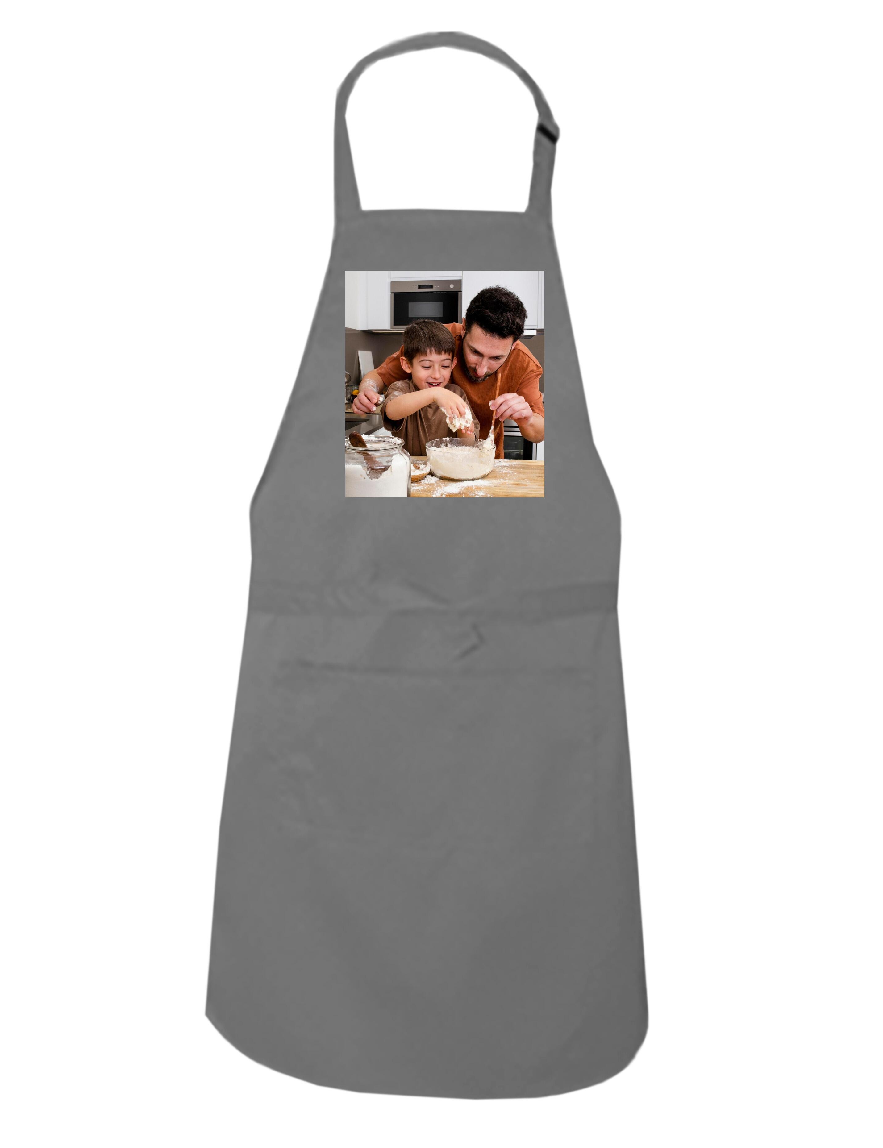 Personalised Photo Printed Kids Apron Grey