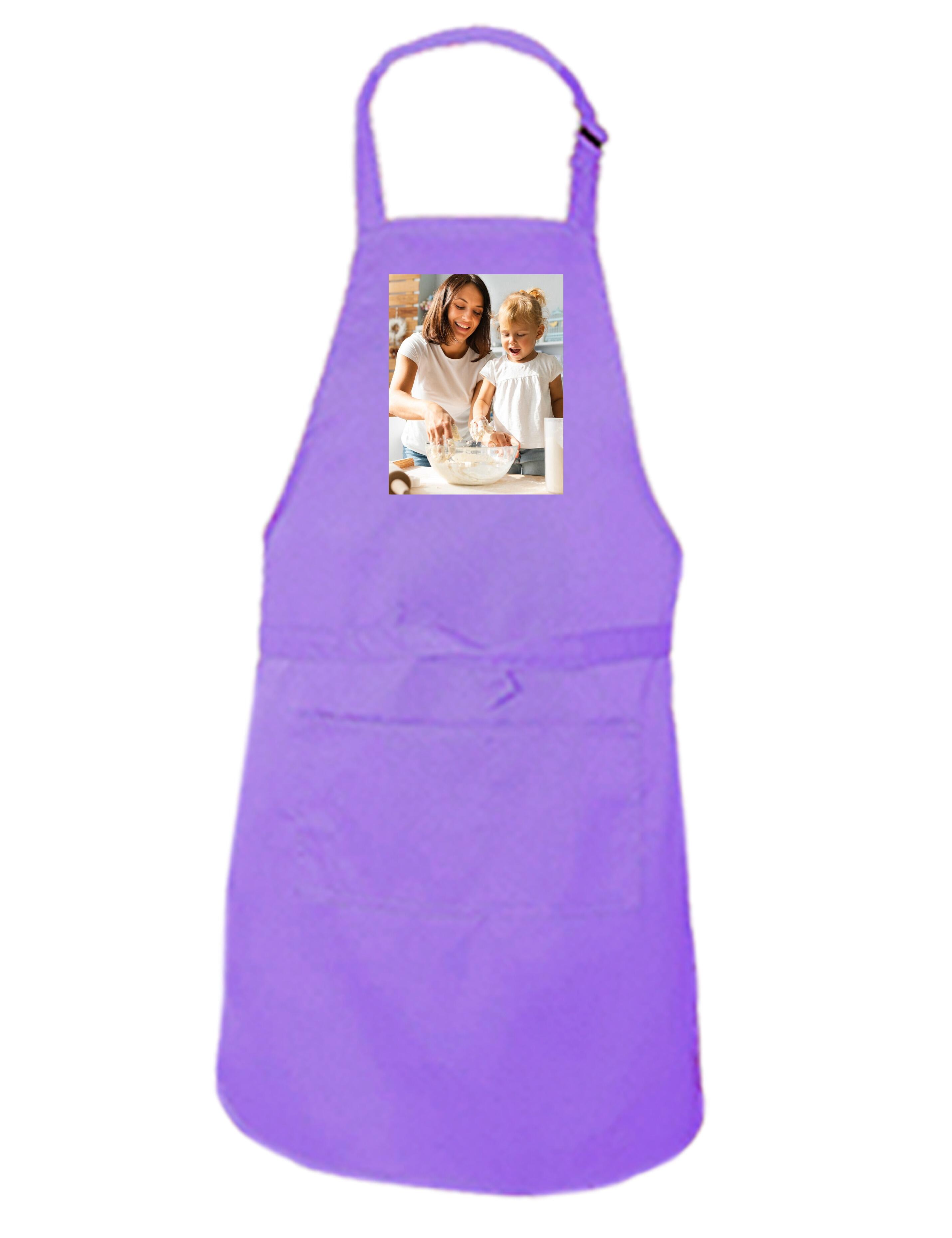 Personalised Photo Printed Kids Apron Lilac
