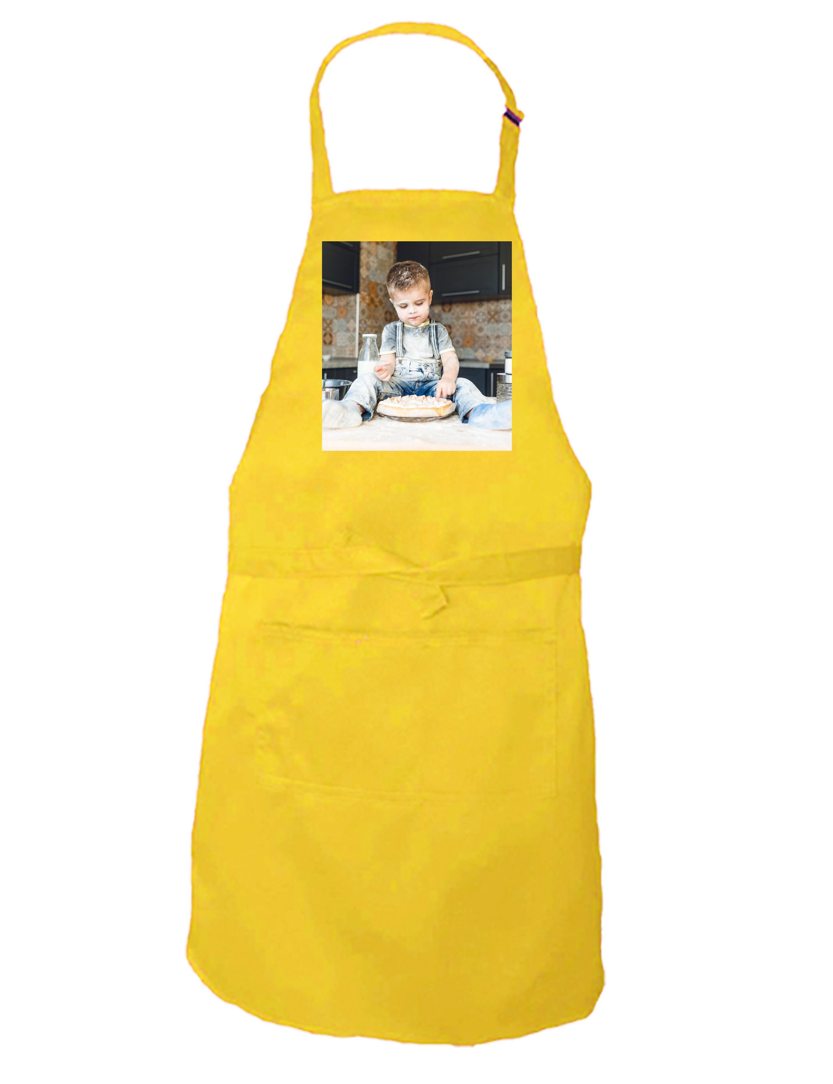 Personalised Photo Printed Kids Apron Yellow