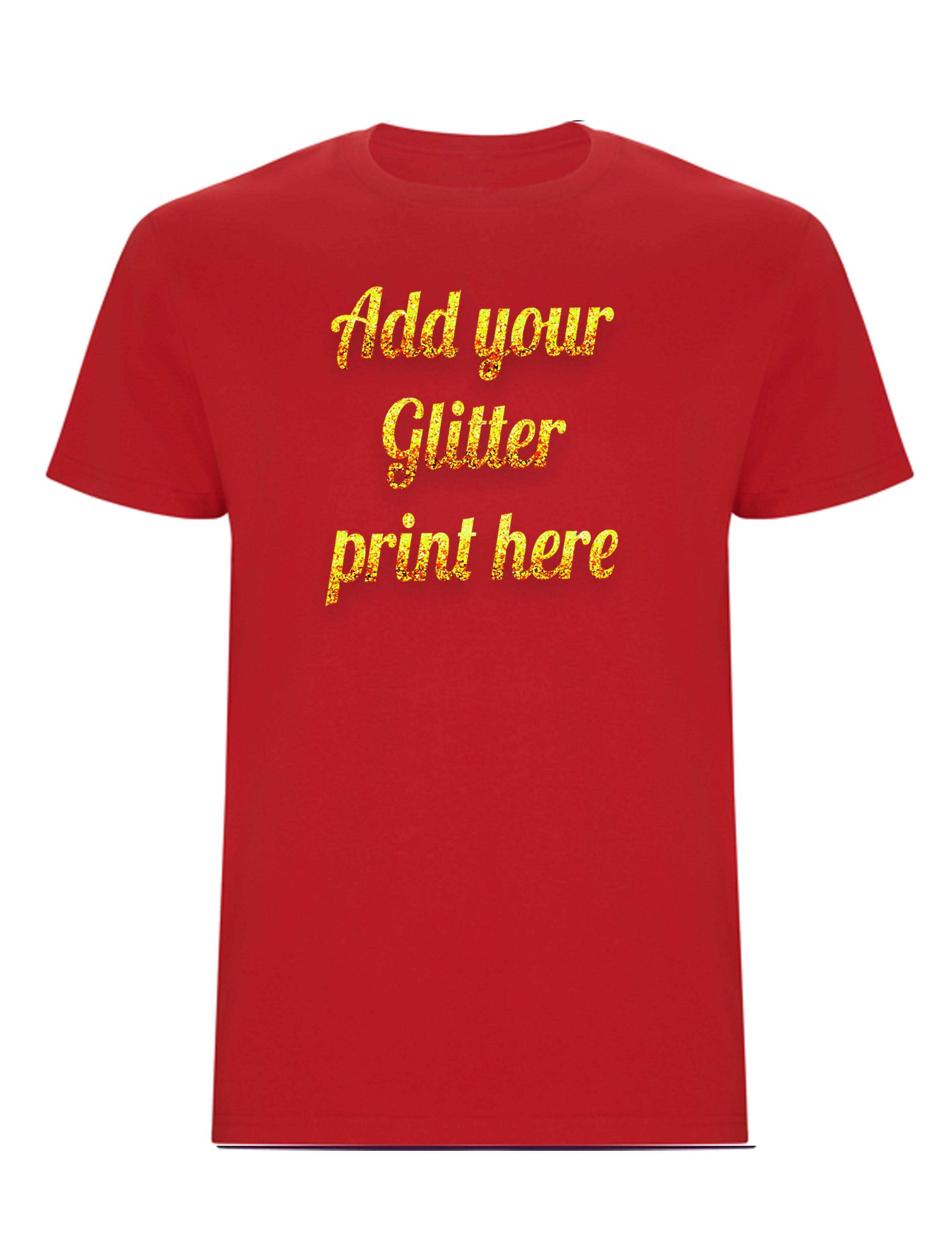 Personalised Heavyweight Kids T-shirts red with glitter print