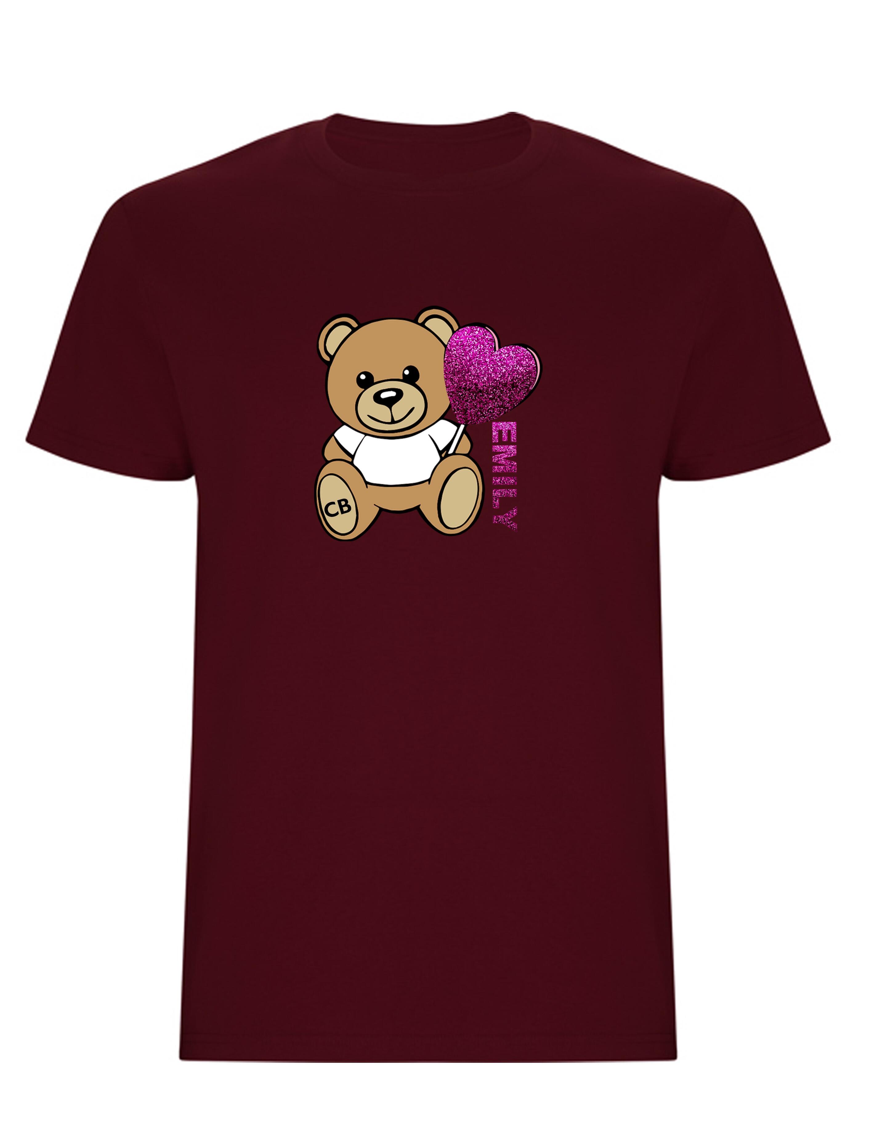 Custom Kids Bear T-Shirt Burgundy
