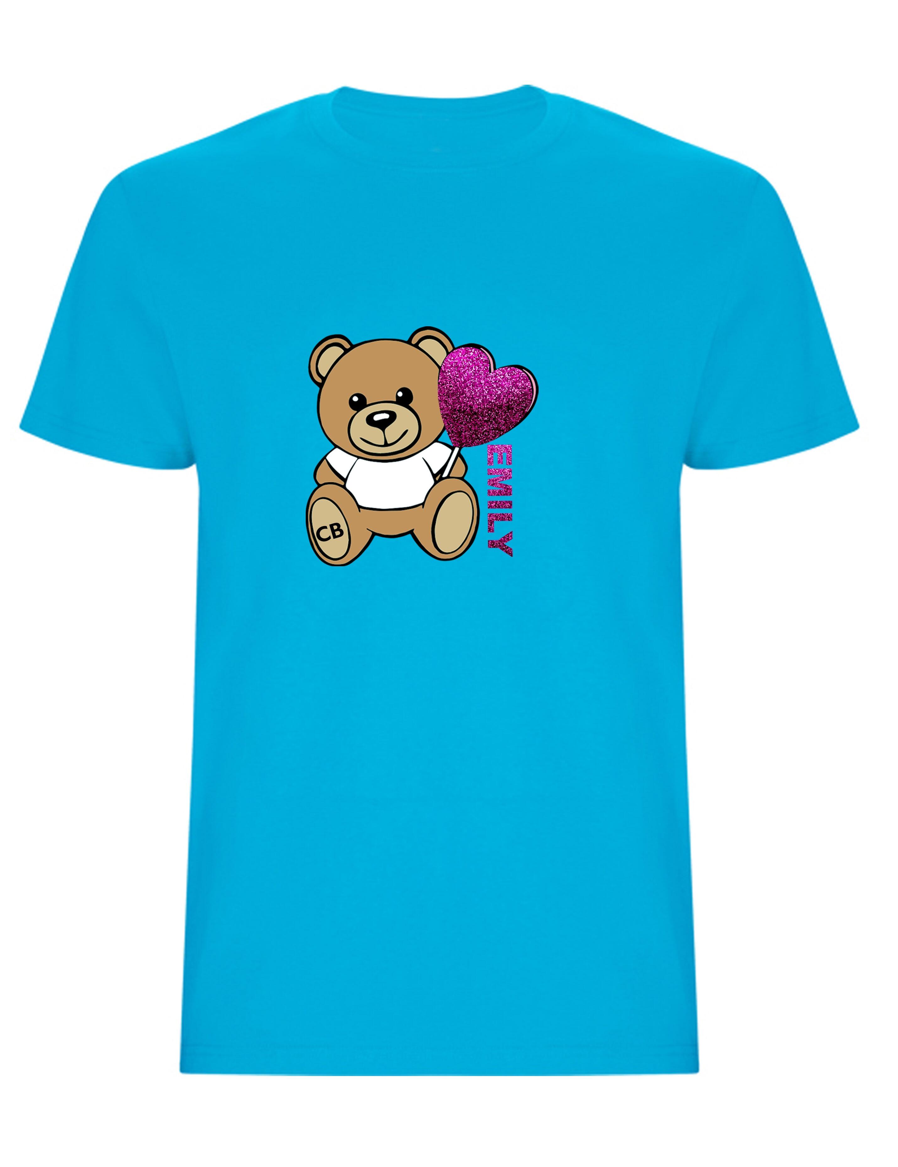 Custom Kids Bear T-Shirt Turquoise