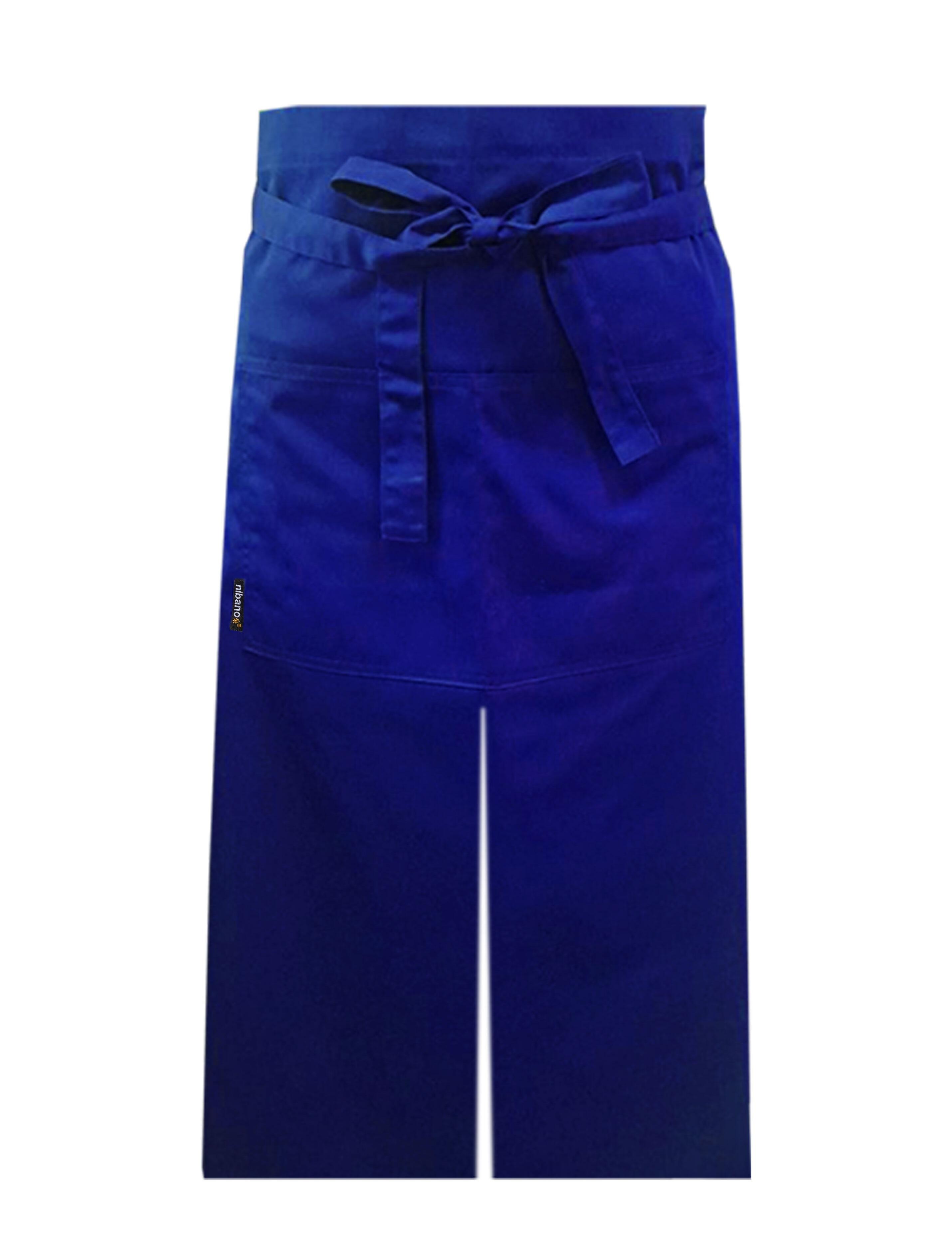 Nibano long waist apron with split royal blue