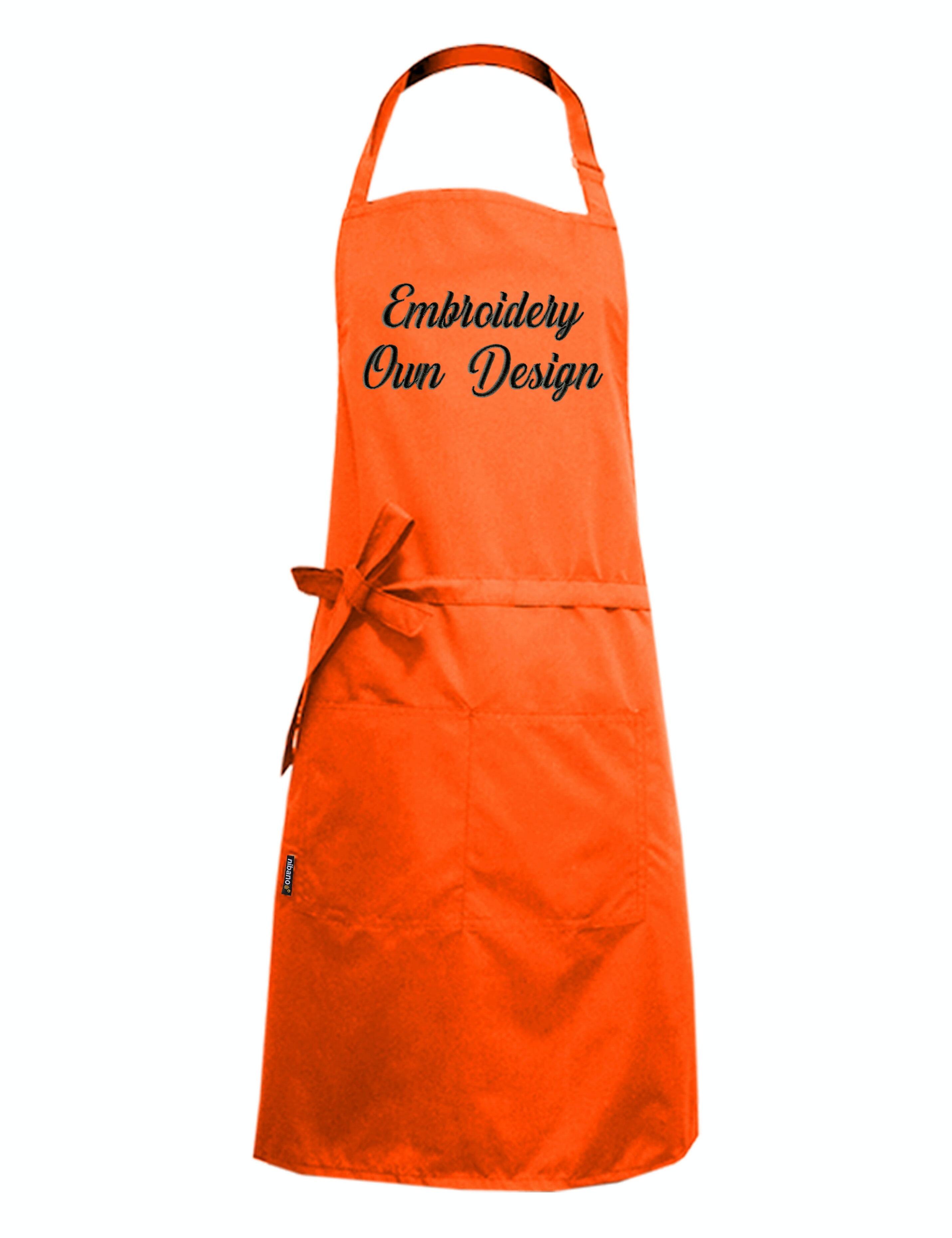 Nibano embroidered orange waterproof grooming and hair salon apron plus size