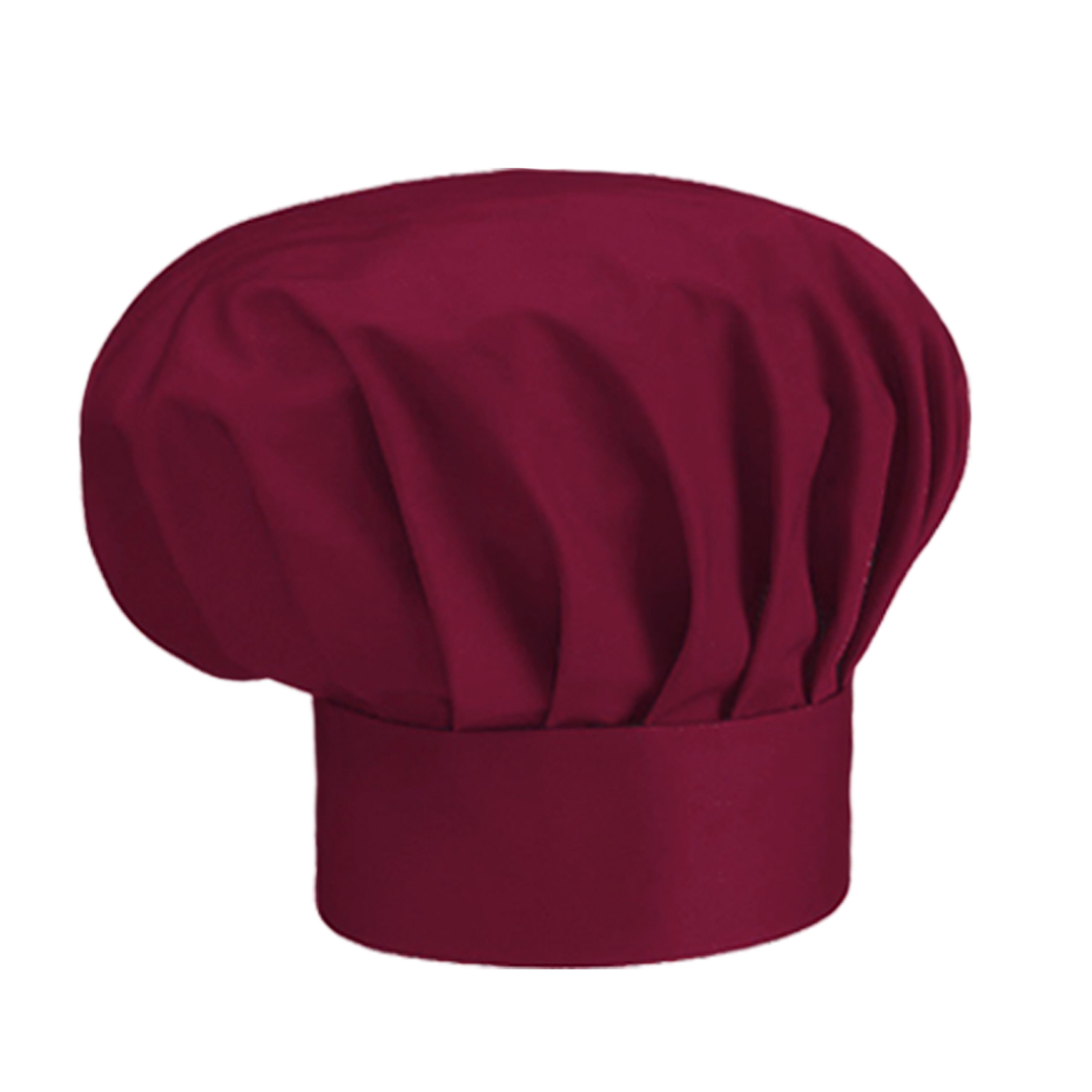 Burgundy coloured chef’s hat suitable for printing and embroidery