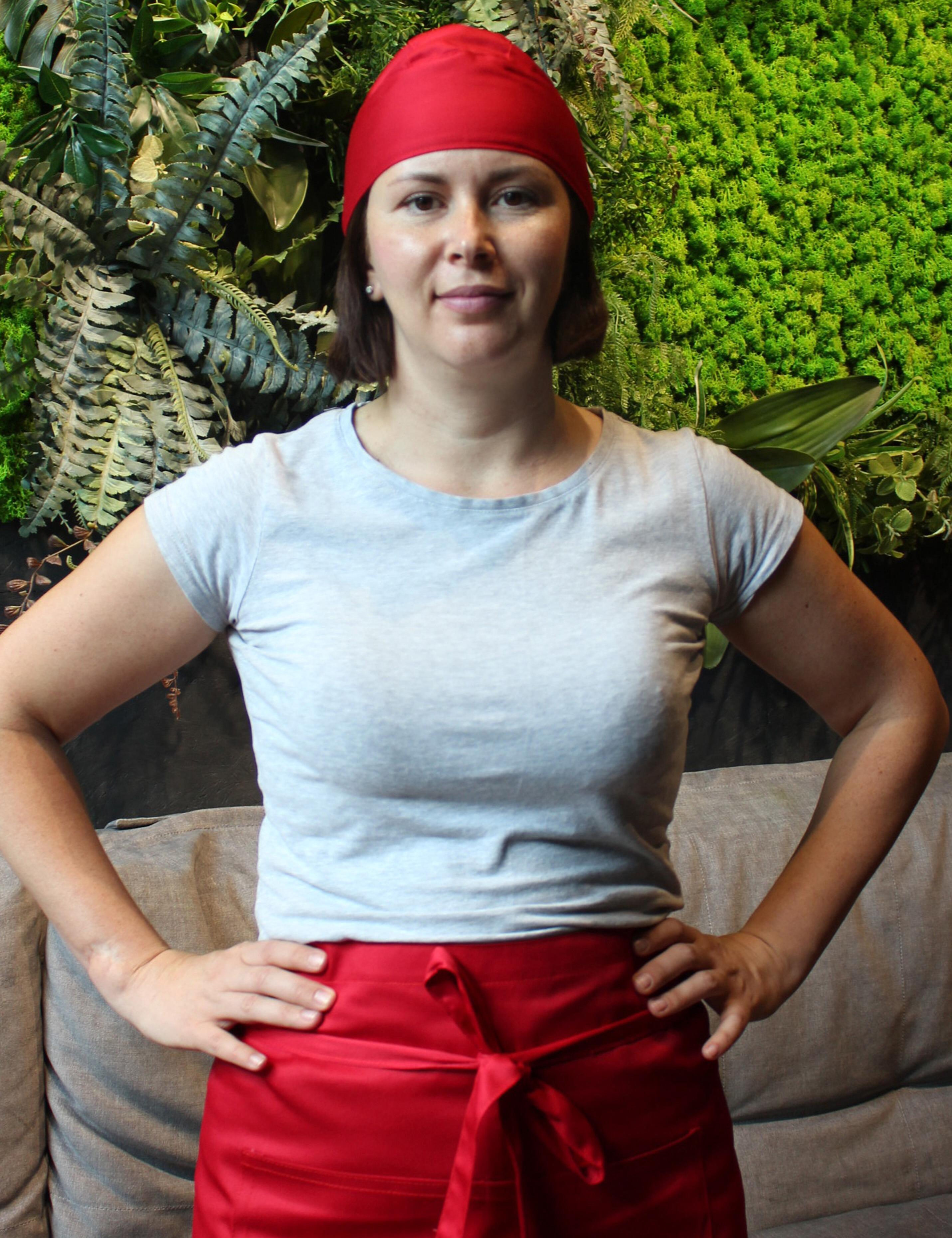 Red kitchen bandana for chefs and culinary staff
