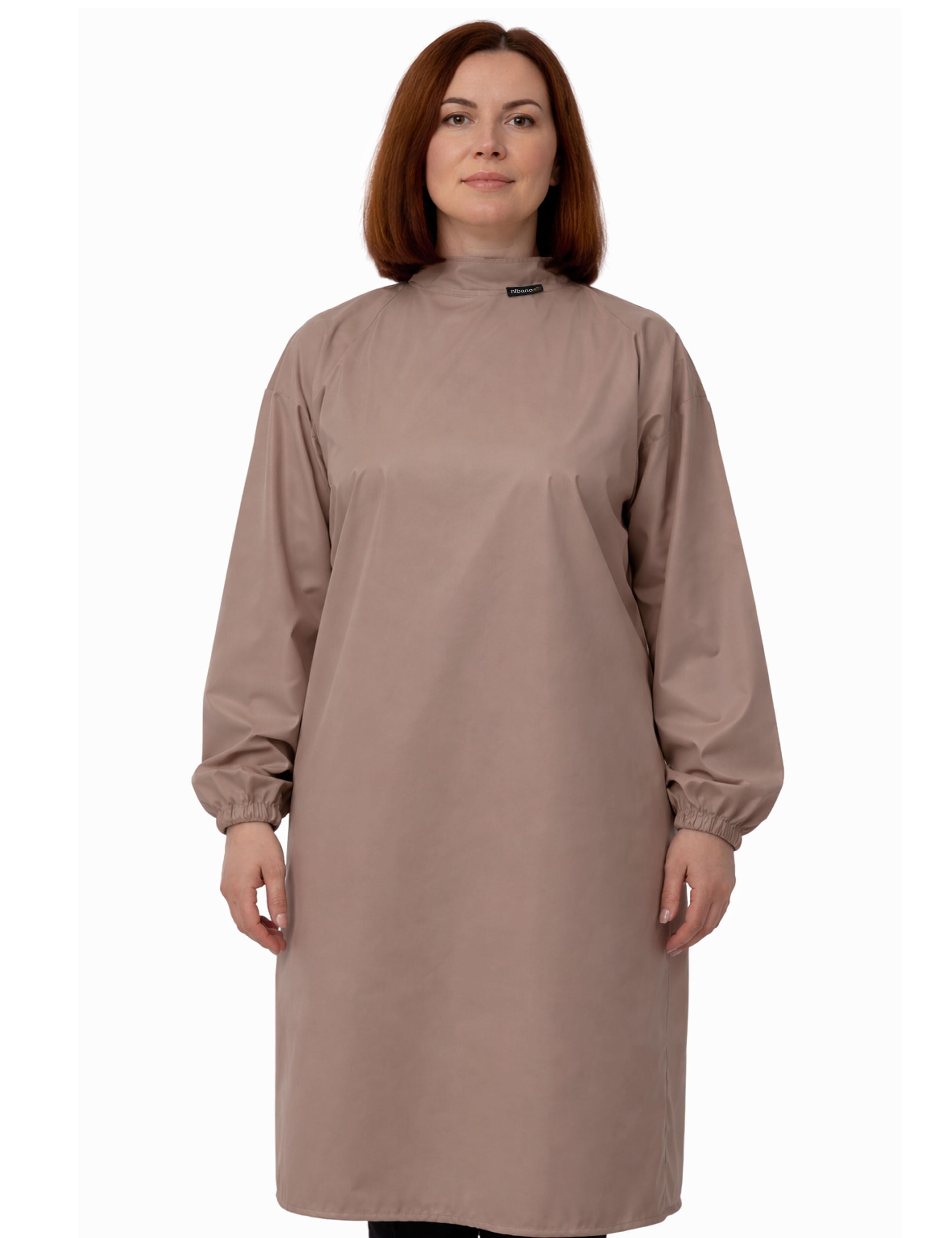 Custom haircutting gown with sleeves latte
