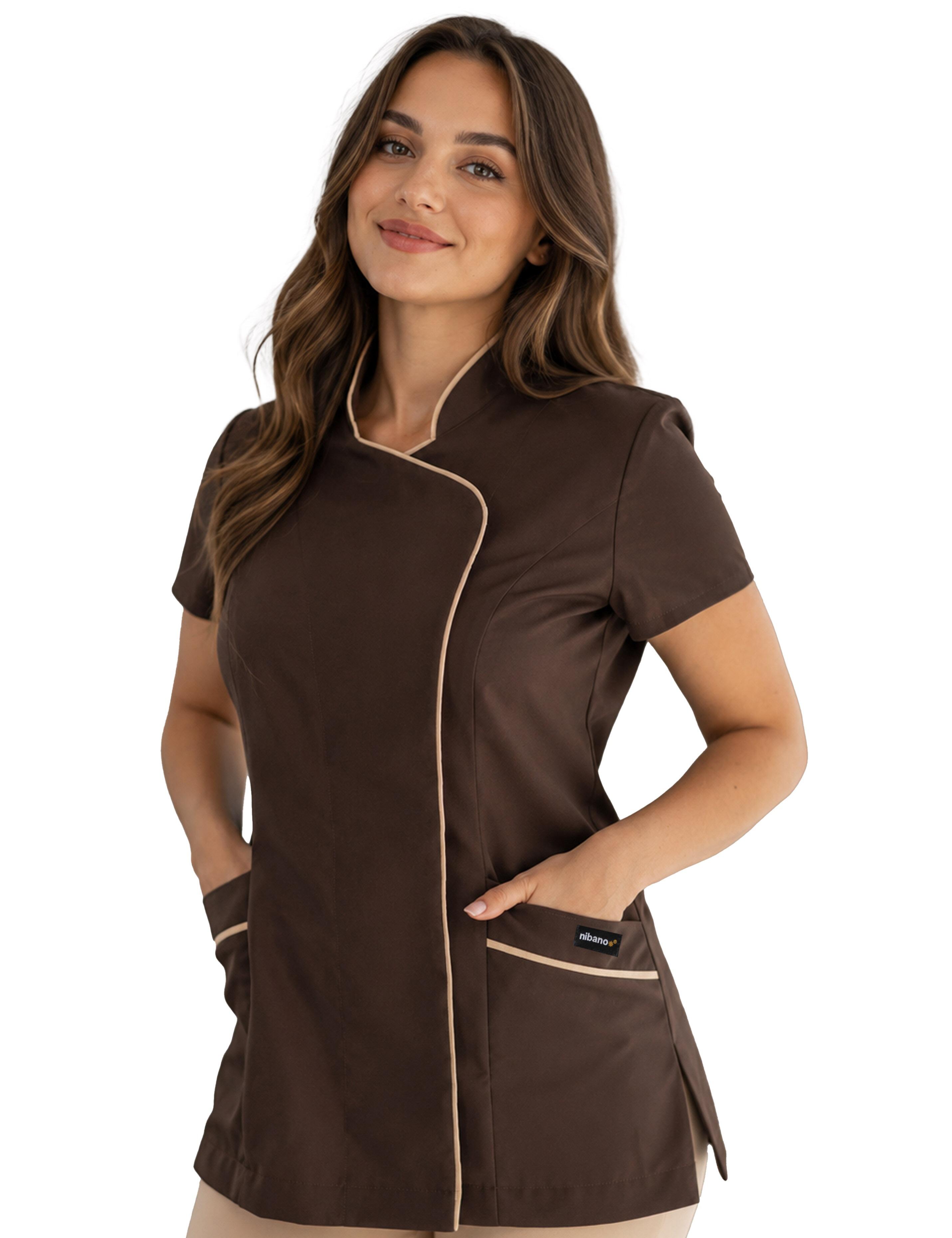 Women's bi-colour beauty tunic in brown and beige