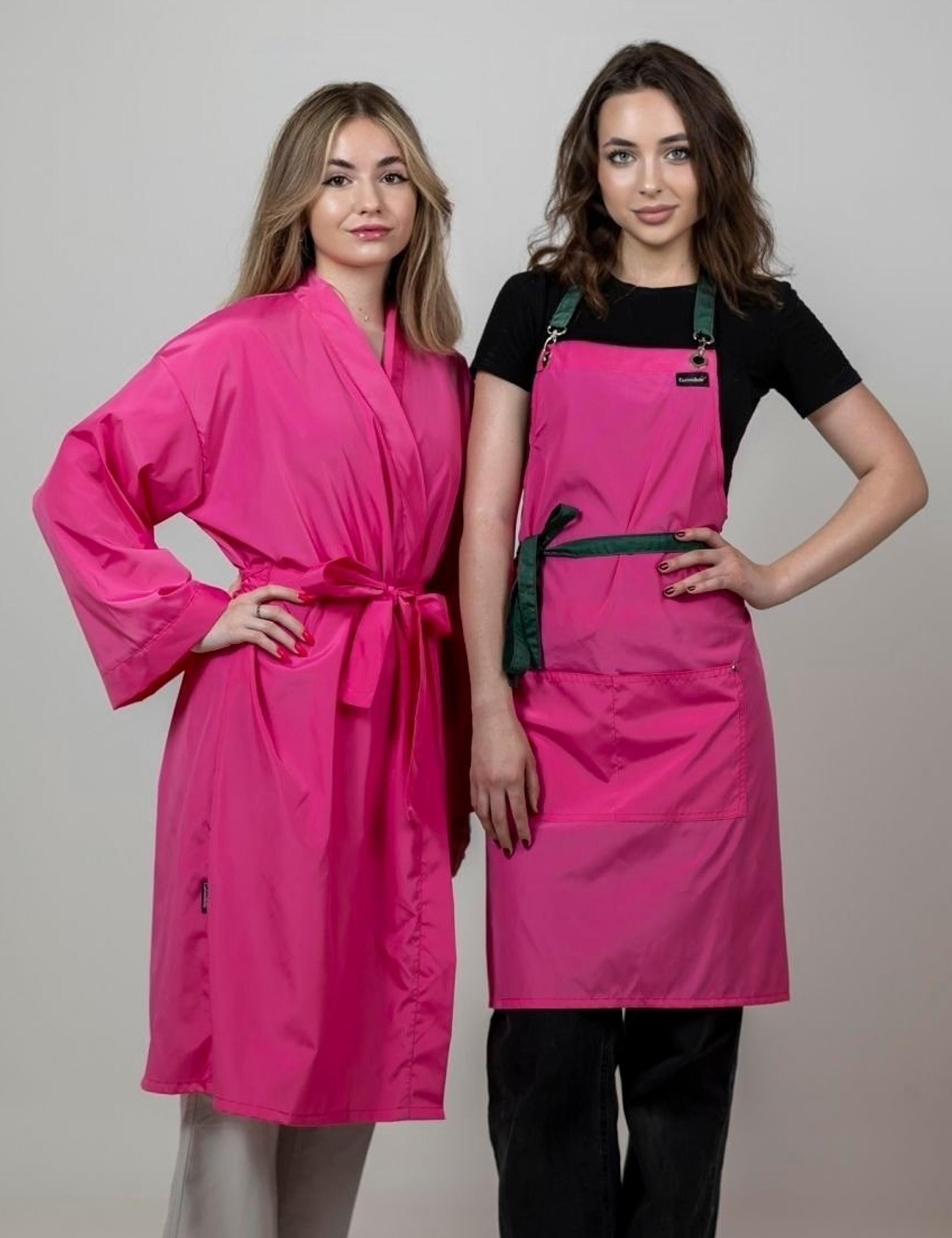 Hot Pink professional hairdressing kimono robe for salon clients