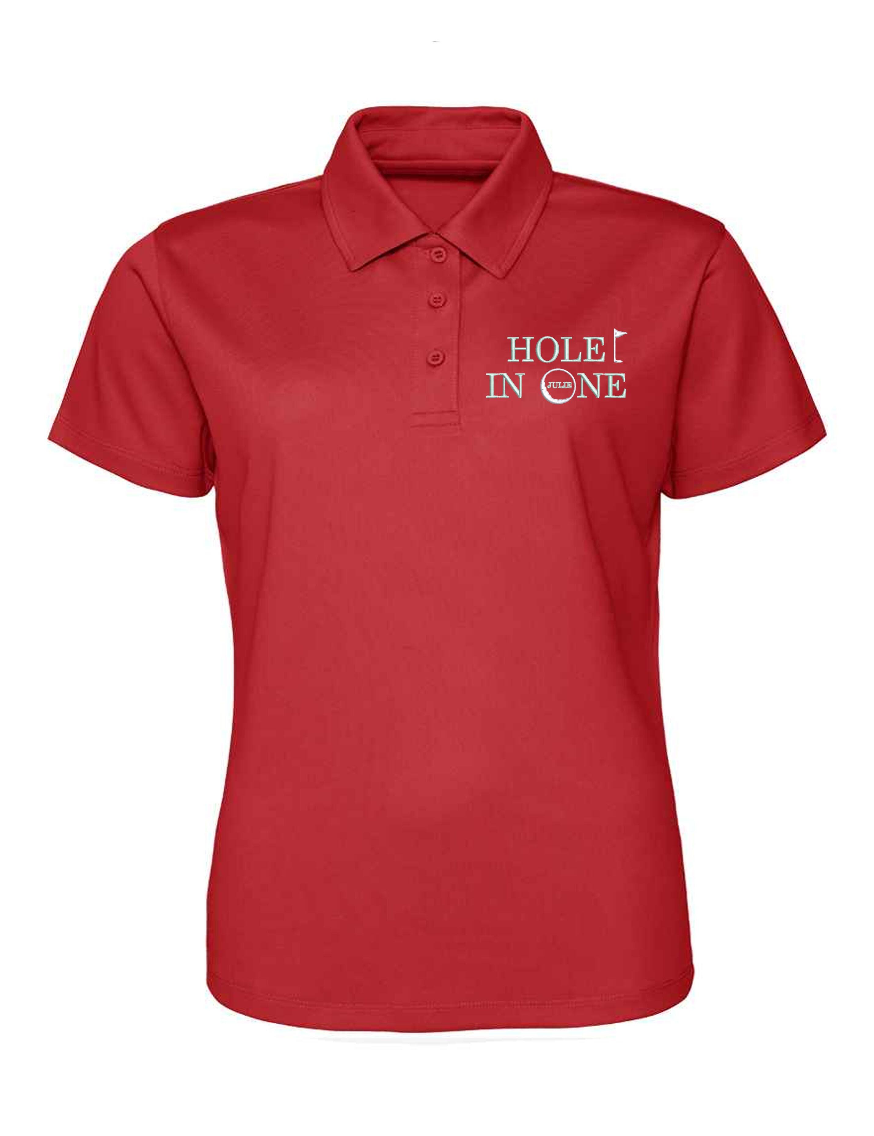 Hole in 1 Design Women's Dri-Fit Golf Polo Shirt Red